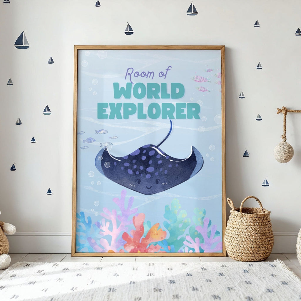 Room of World Explorer - Premium Ocean-Themed Wall Art for Children's Spaces