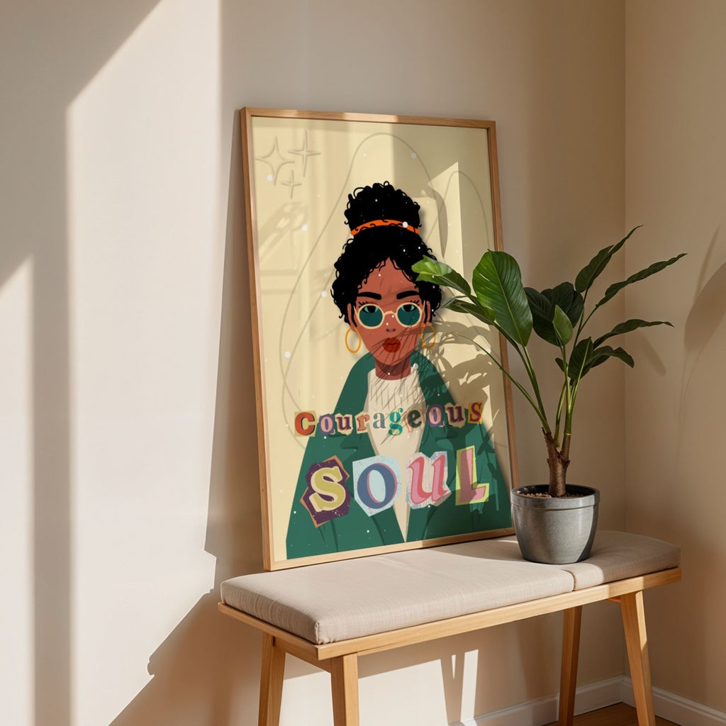 Courageous Soul - Retro African American Empowerment Wall Art | Soulful Portrait Poster