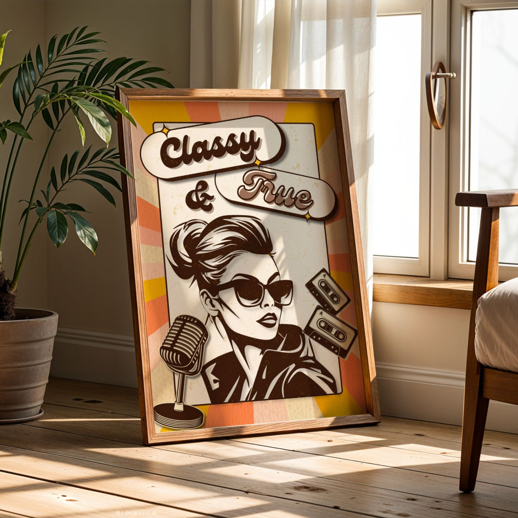 Classy & True - Retro Vintage Fashion Wall Art | 70s Style Woman Poster
