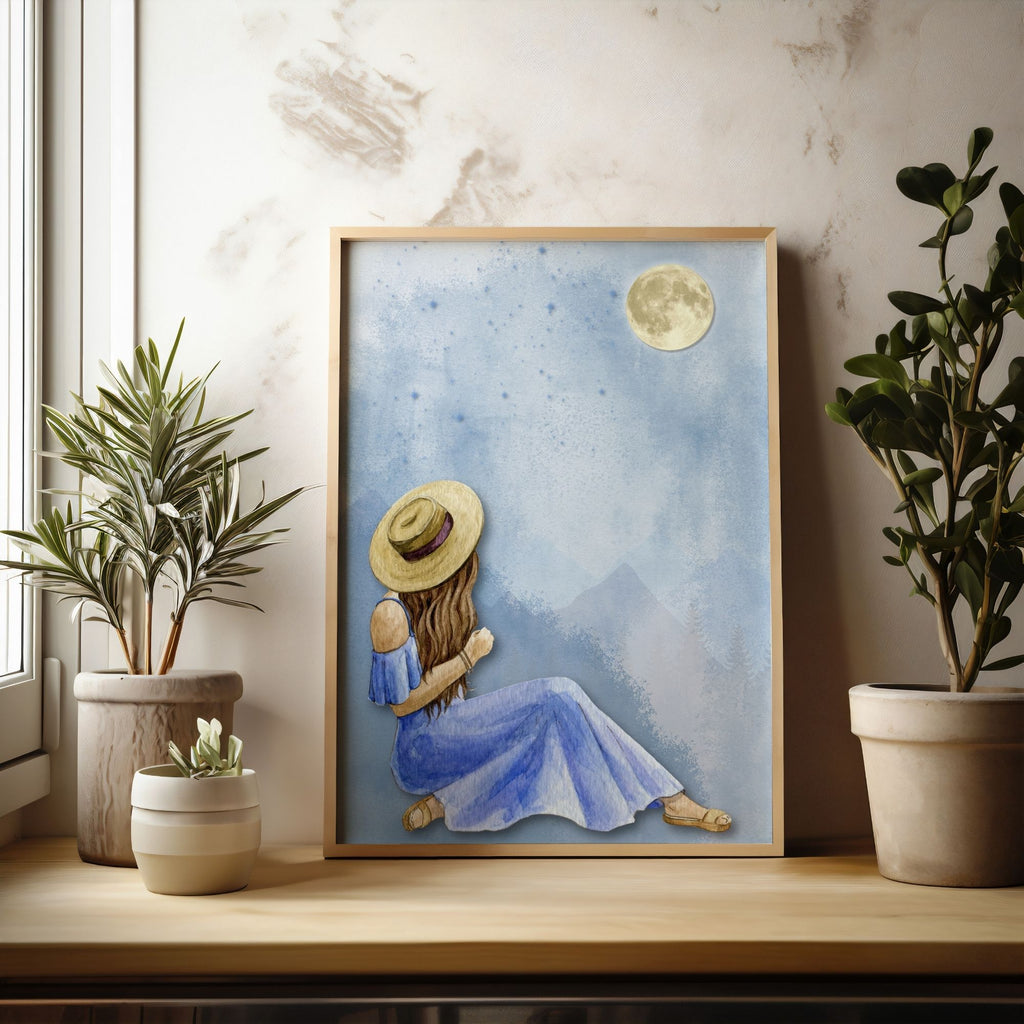 Moonlit Serenity - Mother &amp; Child Peaceful Moment Wall Art