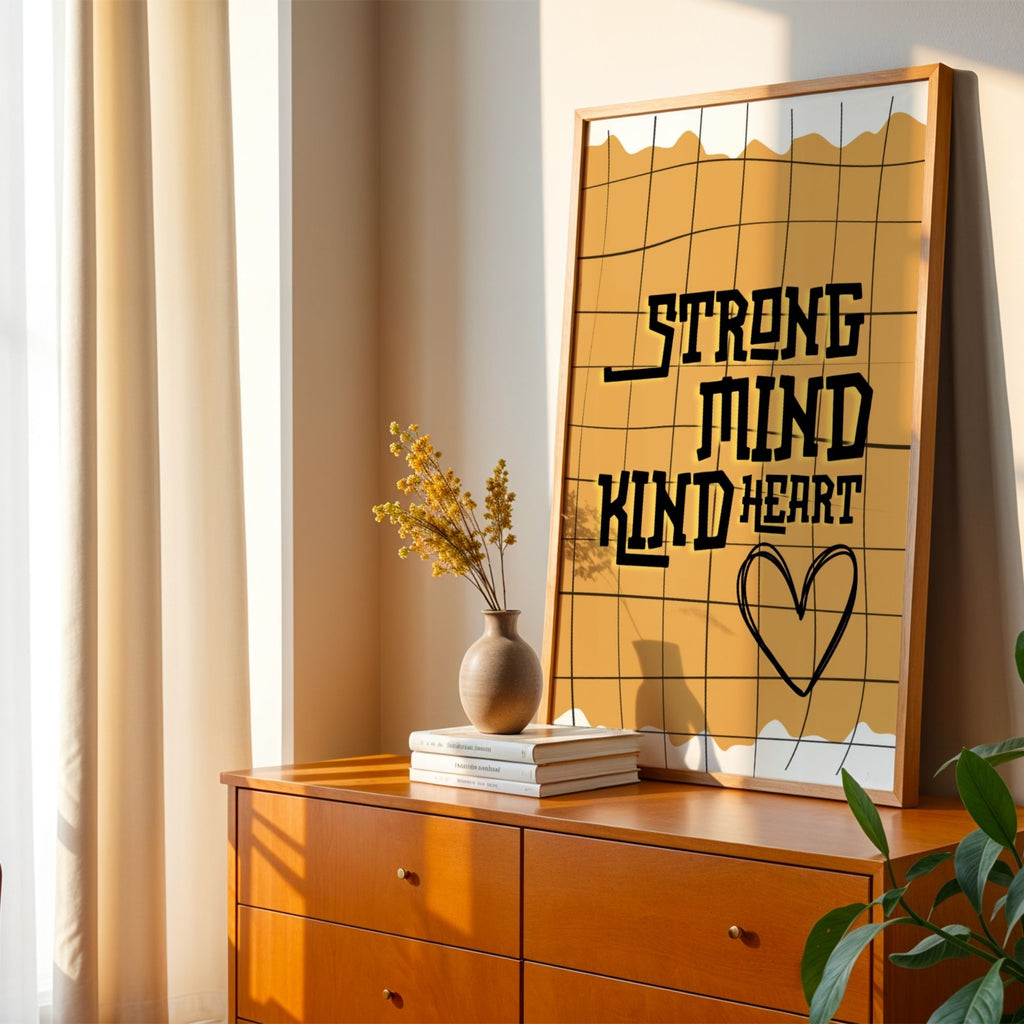 Strong Mind Kind Heart - Modern Abstract Grid Wall Art