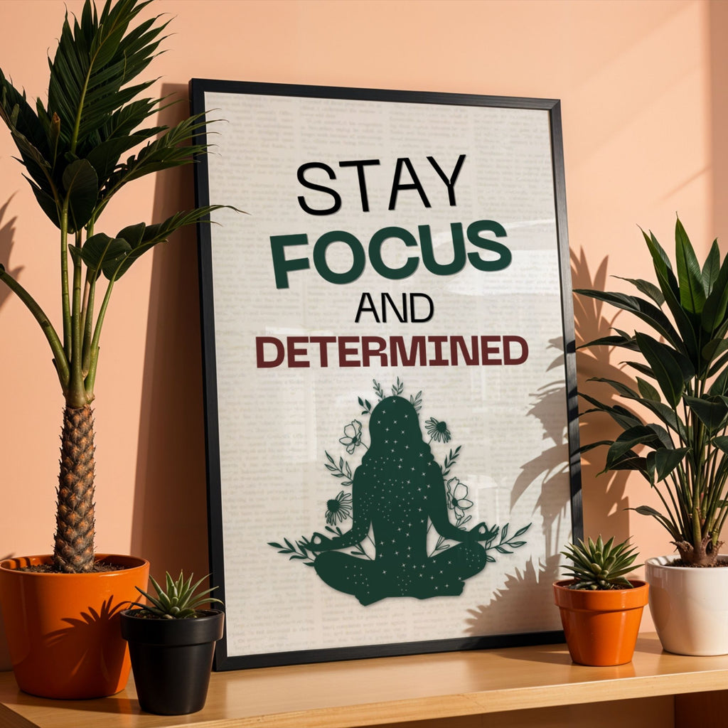 Stay Focused and Determined - Mindfulness Motivation Wall Art