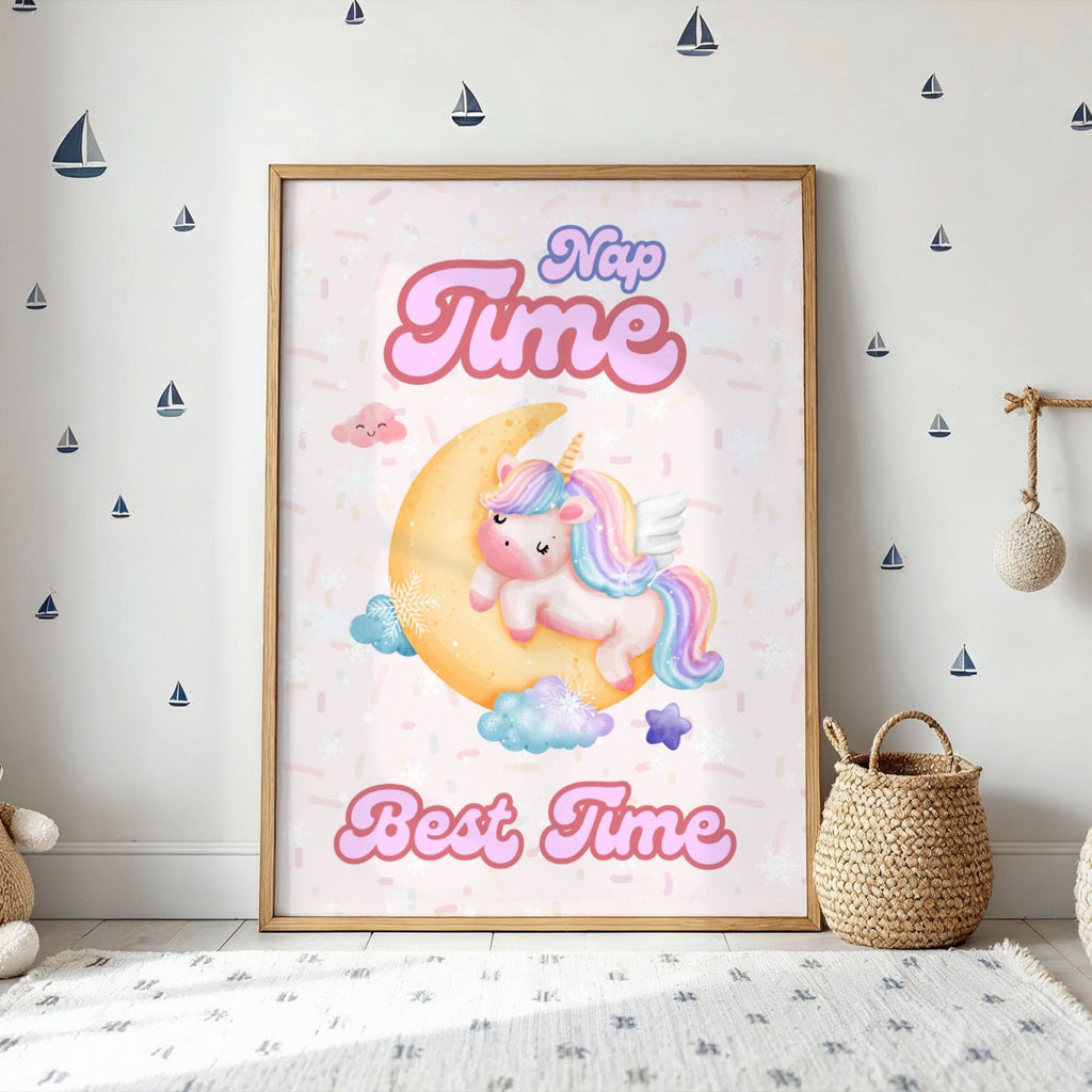 Nap Time Best Time - Dreamy Unicorn Nursery Wall Art