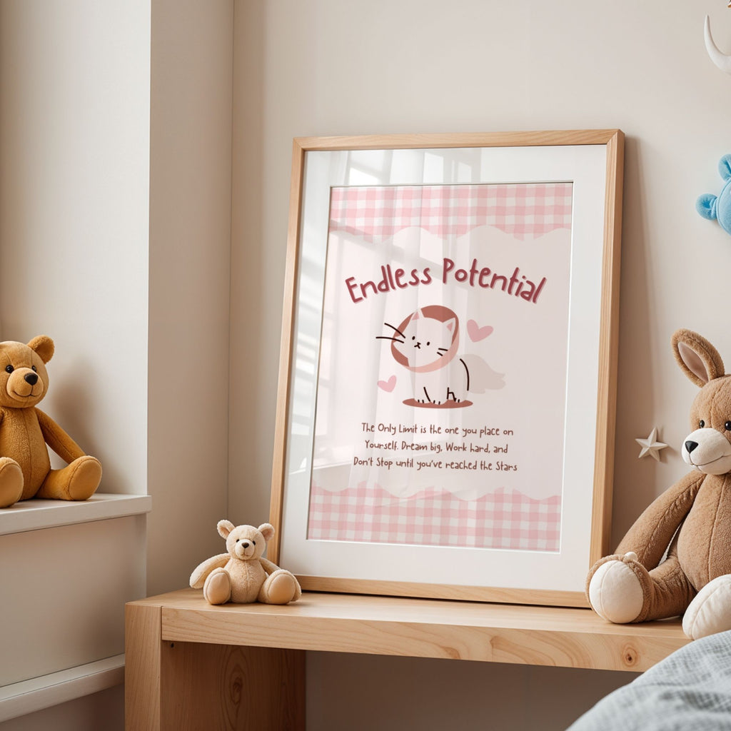 Endless Potential - Inspirational Kawaii Cat Wall Art
