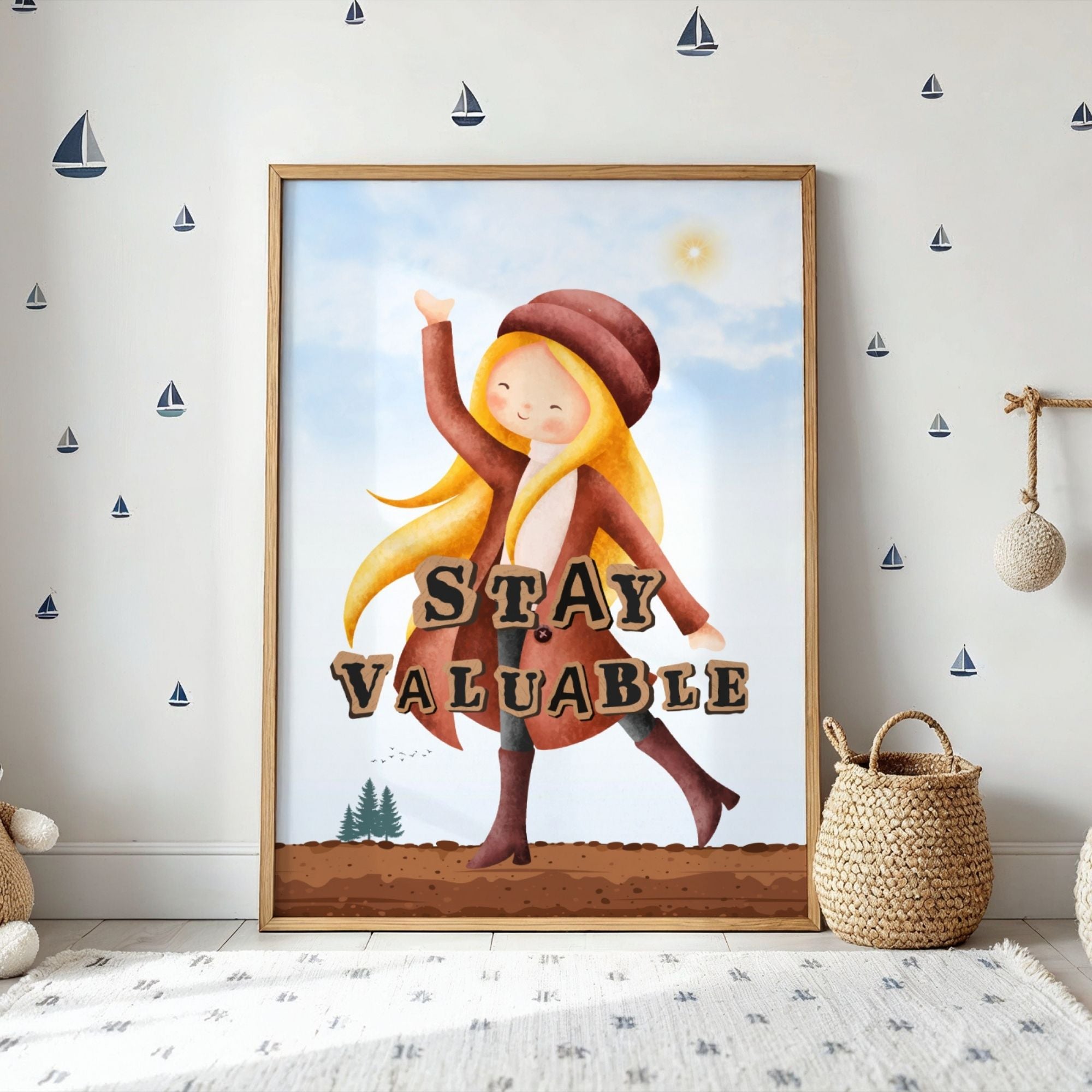 Stay Valuable - Whimsical Character Empowerment Wall Art