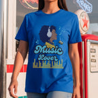 Music Lover - Illustrated Woman with Headphones Pink Script Equalizer Design Artwork