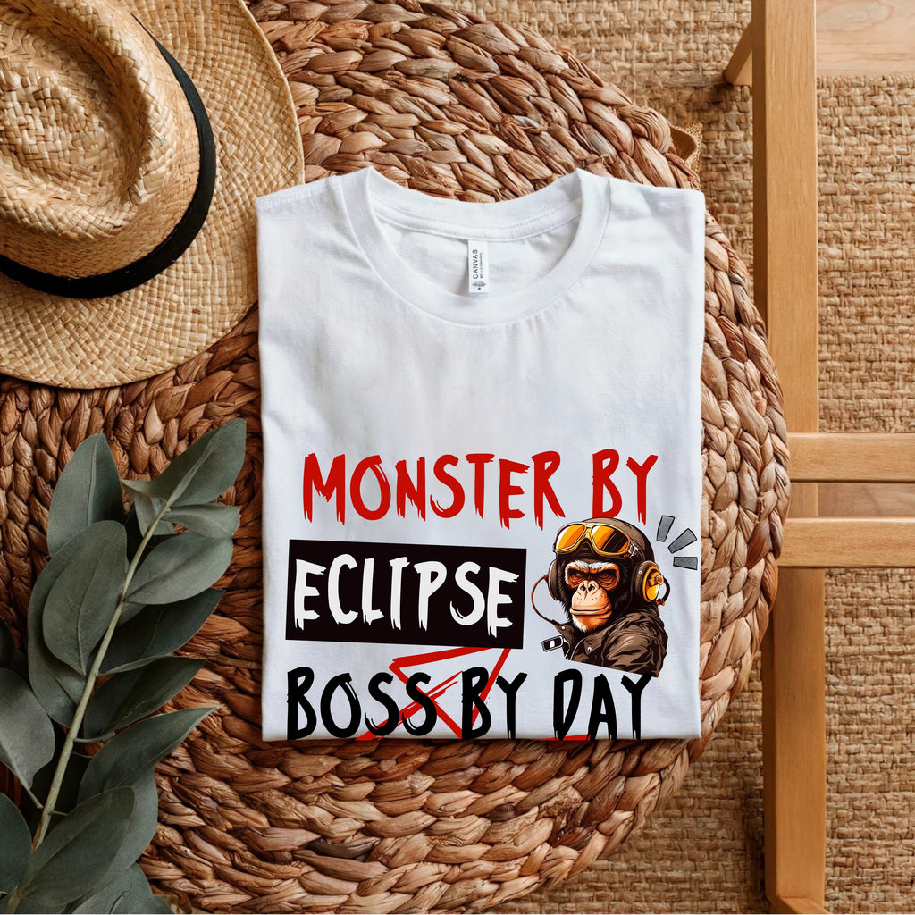 Monster By Eclipse, Boss By Day - Motivational Chimp DJ Music Producer Statement Artwork
