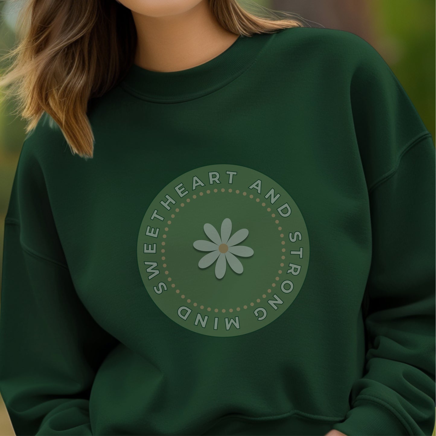 Sweetheart And Strong - Soft Daisy Flower Circle Empowered Femininity Statement Artwork