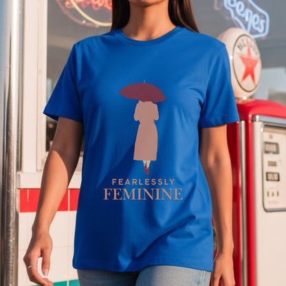 Fearlessly Feminine - Woman with Red Umbrella Silhouette Elegant Empowerment Statement Artwork