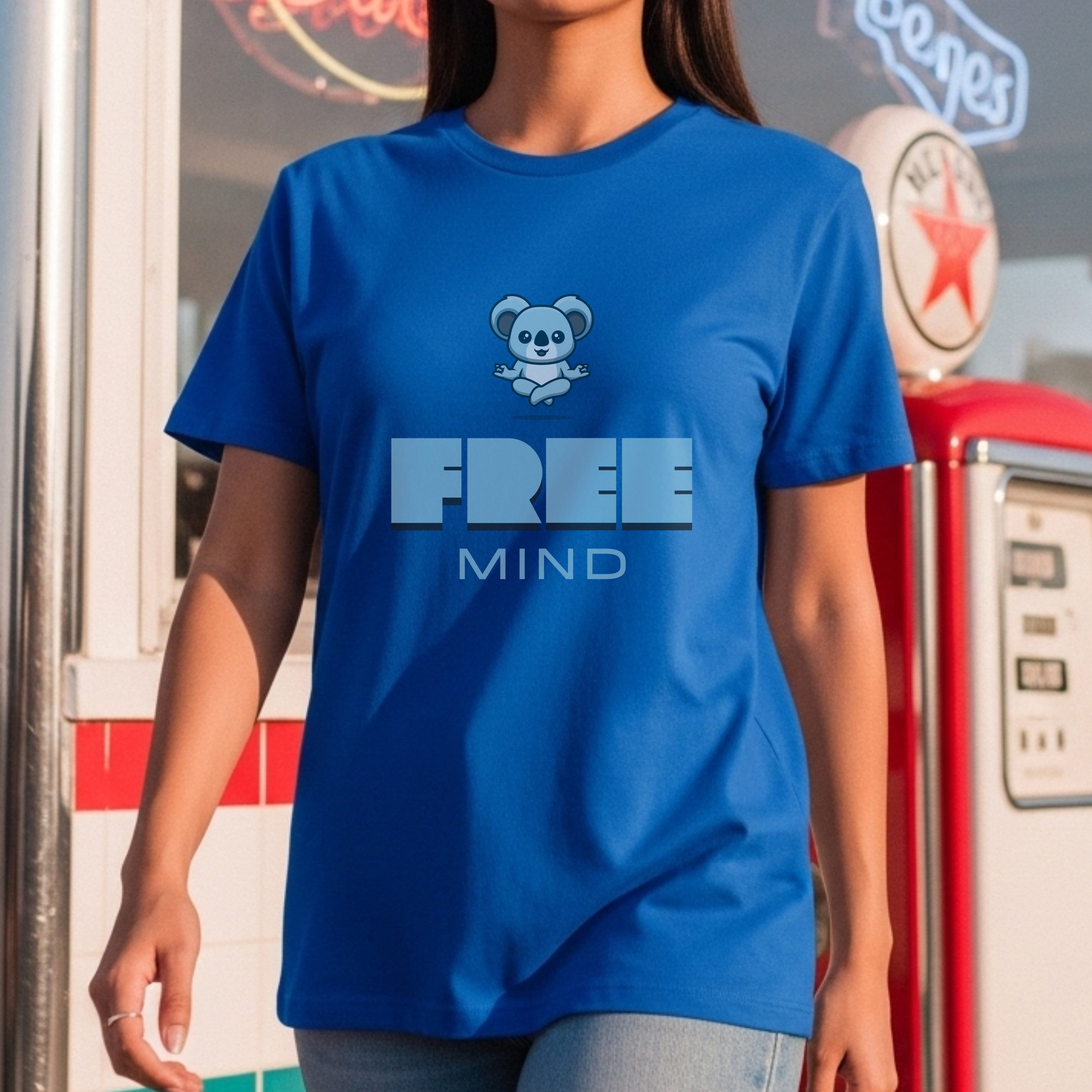 Free Mind - Cute Meditating Koala Zen Mindfulness Mental Freedom Statement Artwork