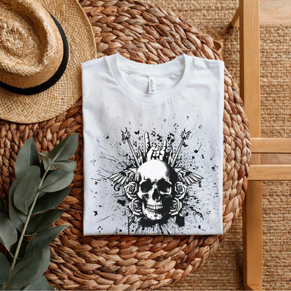 Words Fade Silence Stays - Skull Rose Explosion Statement Artwork
