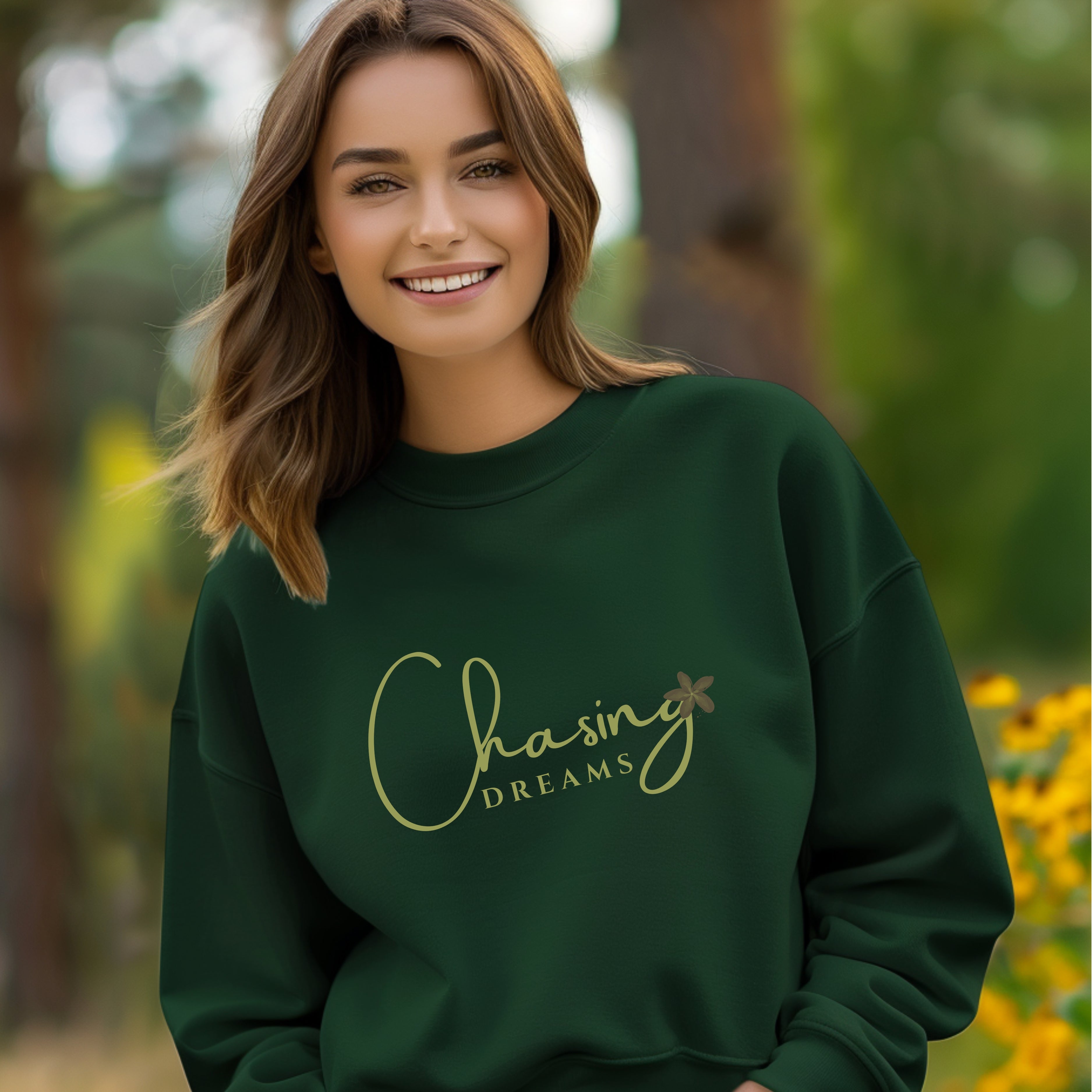 Chasing Dreams - Elegant Floral Script Motivational Minimalist Statement Artwork