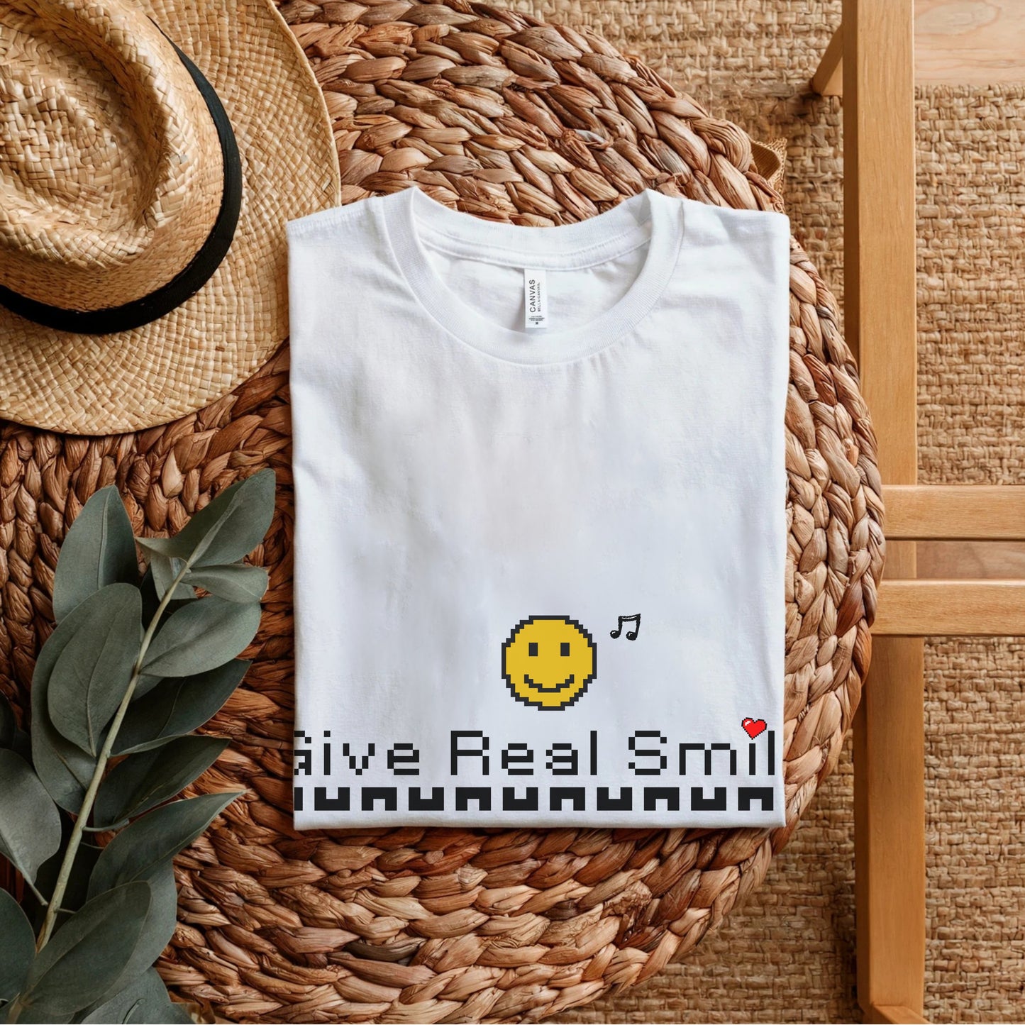 Give Real Smile - Retro Emoji Positivity Statement Artwork