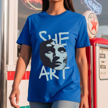 She Art - Minimalist Black & White Portrait Typography Artistic Statement Artwork