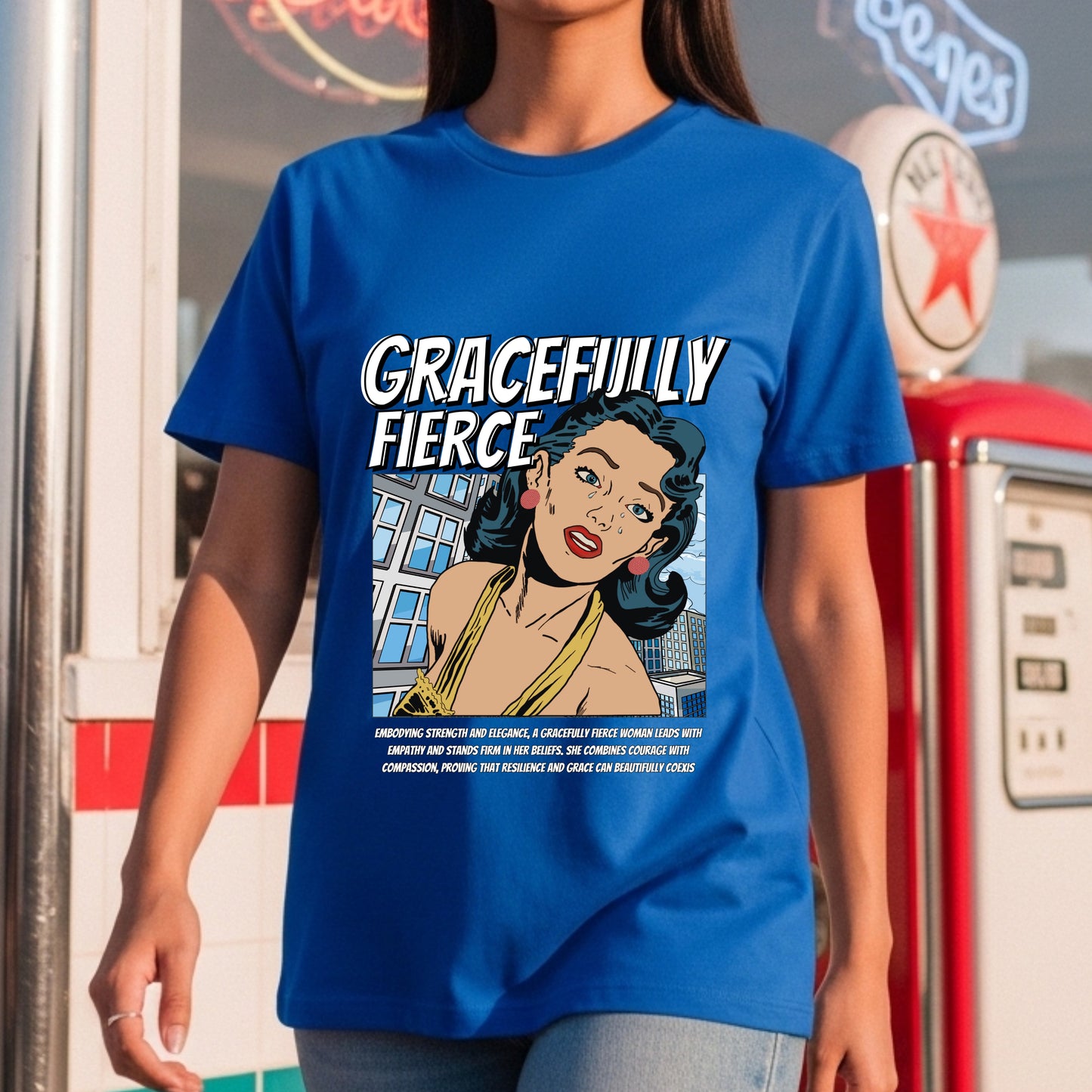 Gracefully Fierce - Vintage Comic Pop Art Feminine Strength Empowerment Statement Artwork