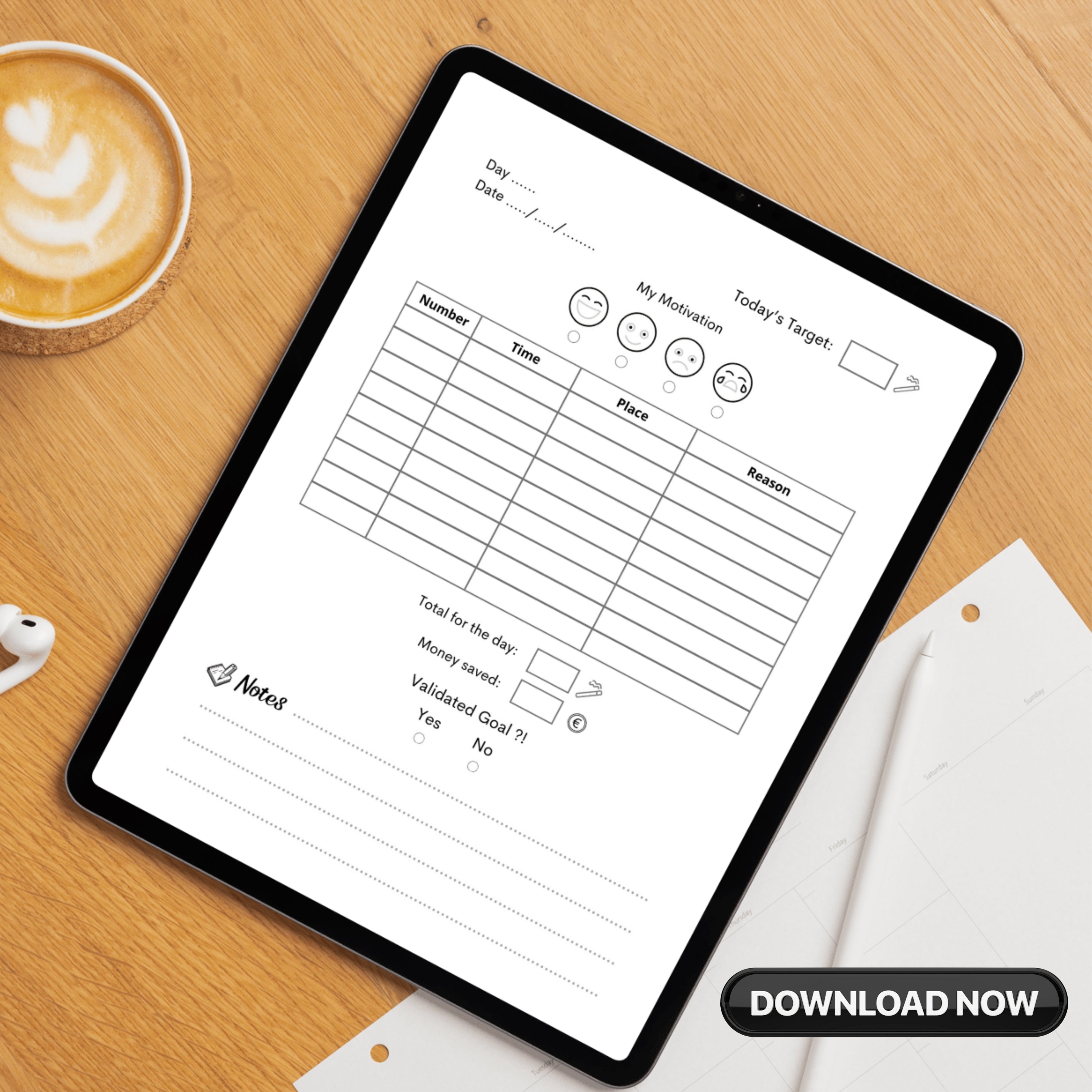 Stop Smoking Daliy Planner