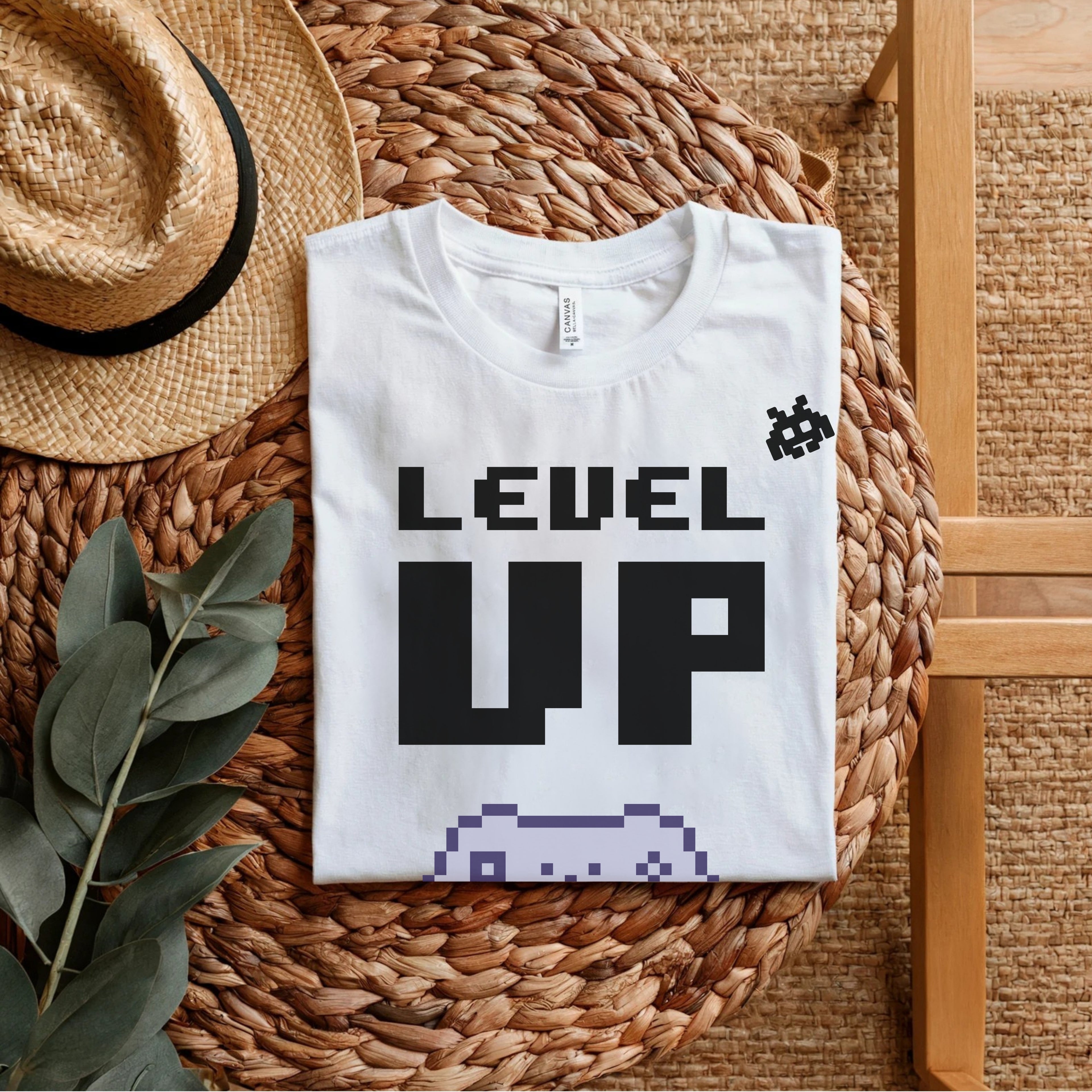 Level Up - Retro Gaming Motivational Statement Artwork