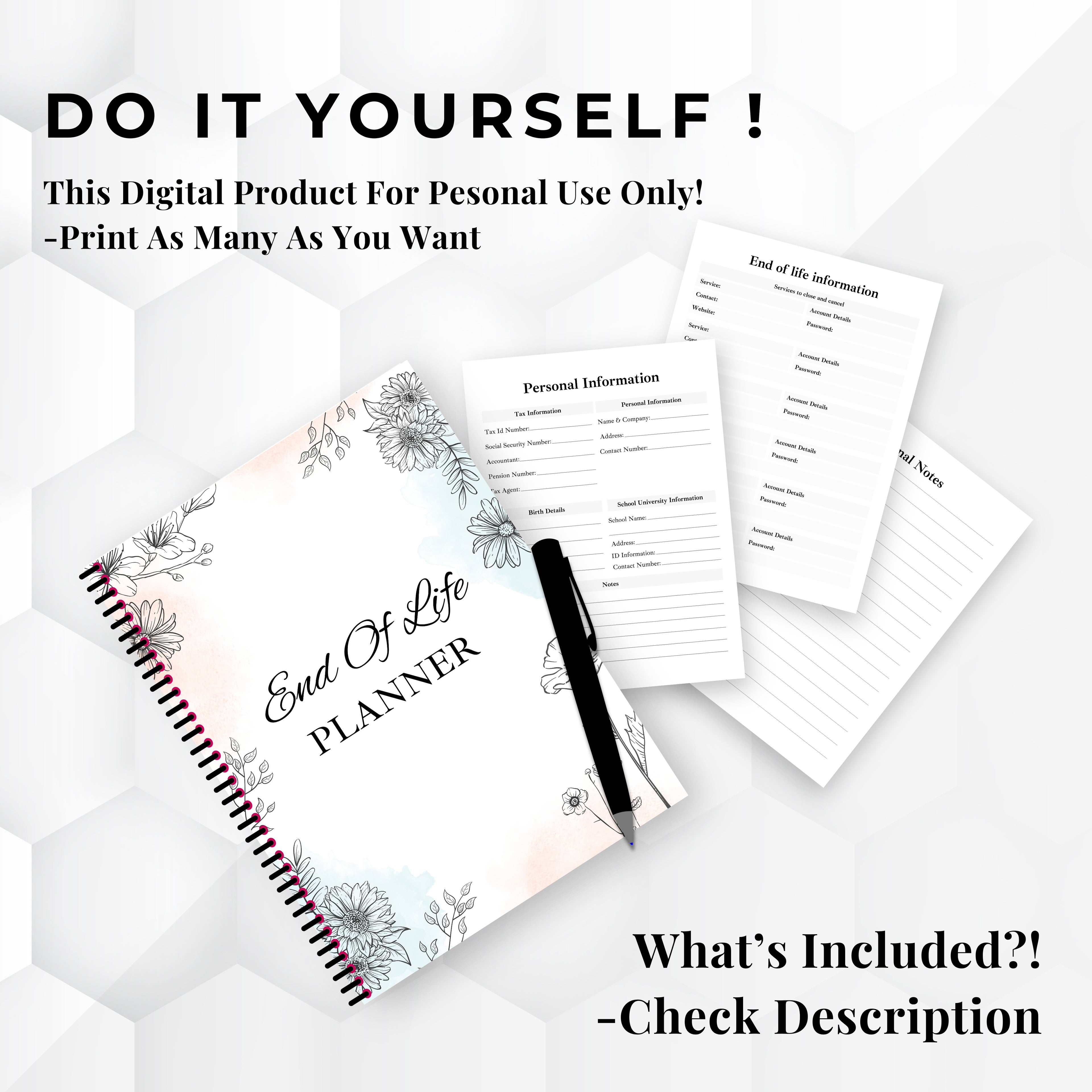 End Of Life Planner & Journal Bundle