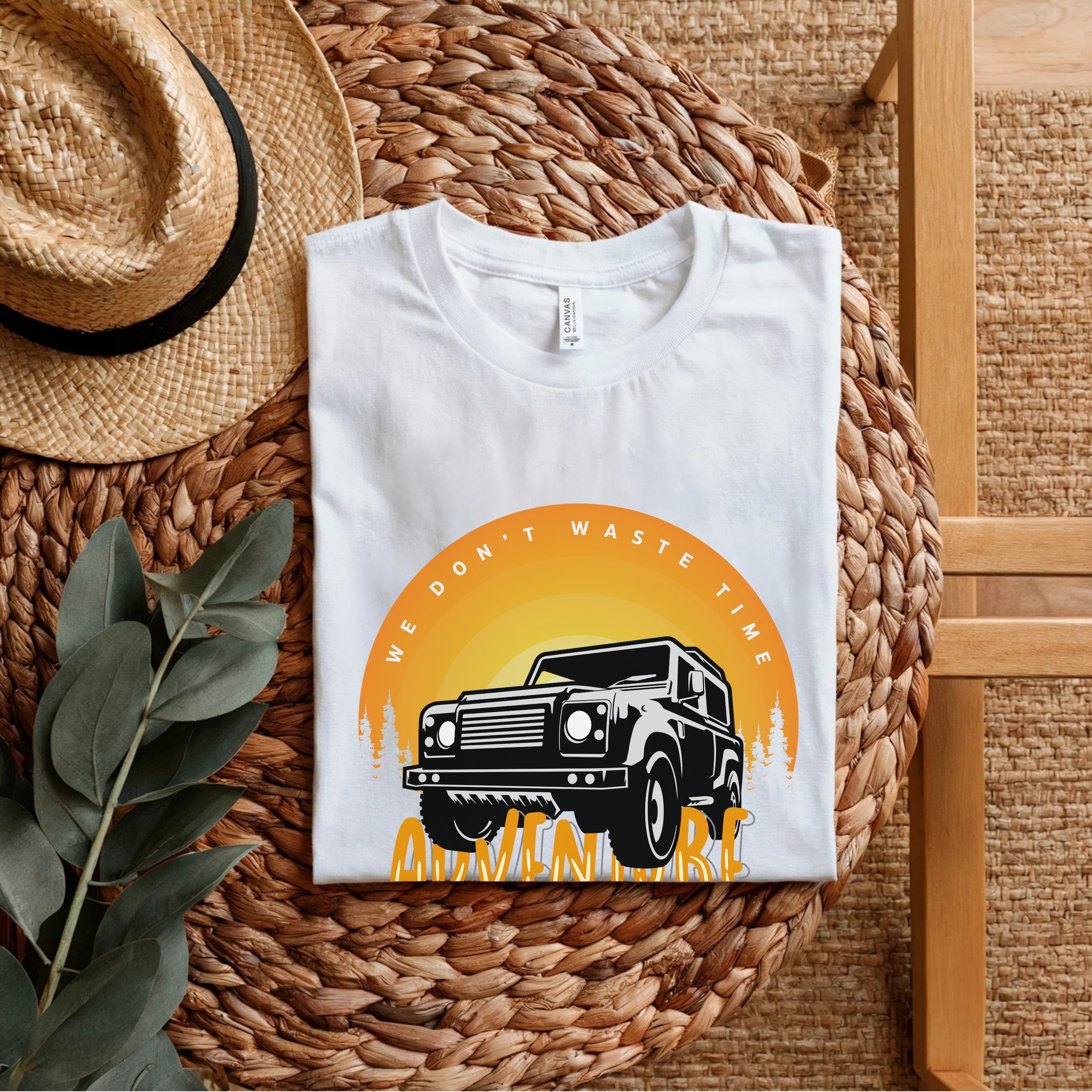 We Don't Waste Time Adventure Awaits - Off-Road Sunset Statement Artwork