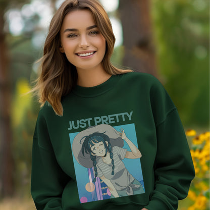 Just Pretty - Cute Anime Girl with Purple Braids Kawaii Aesthetic Illustration