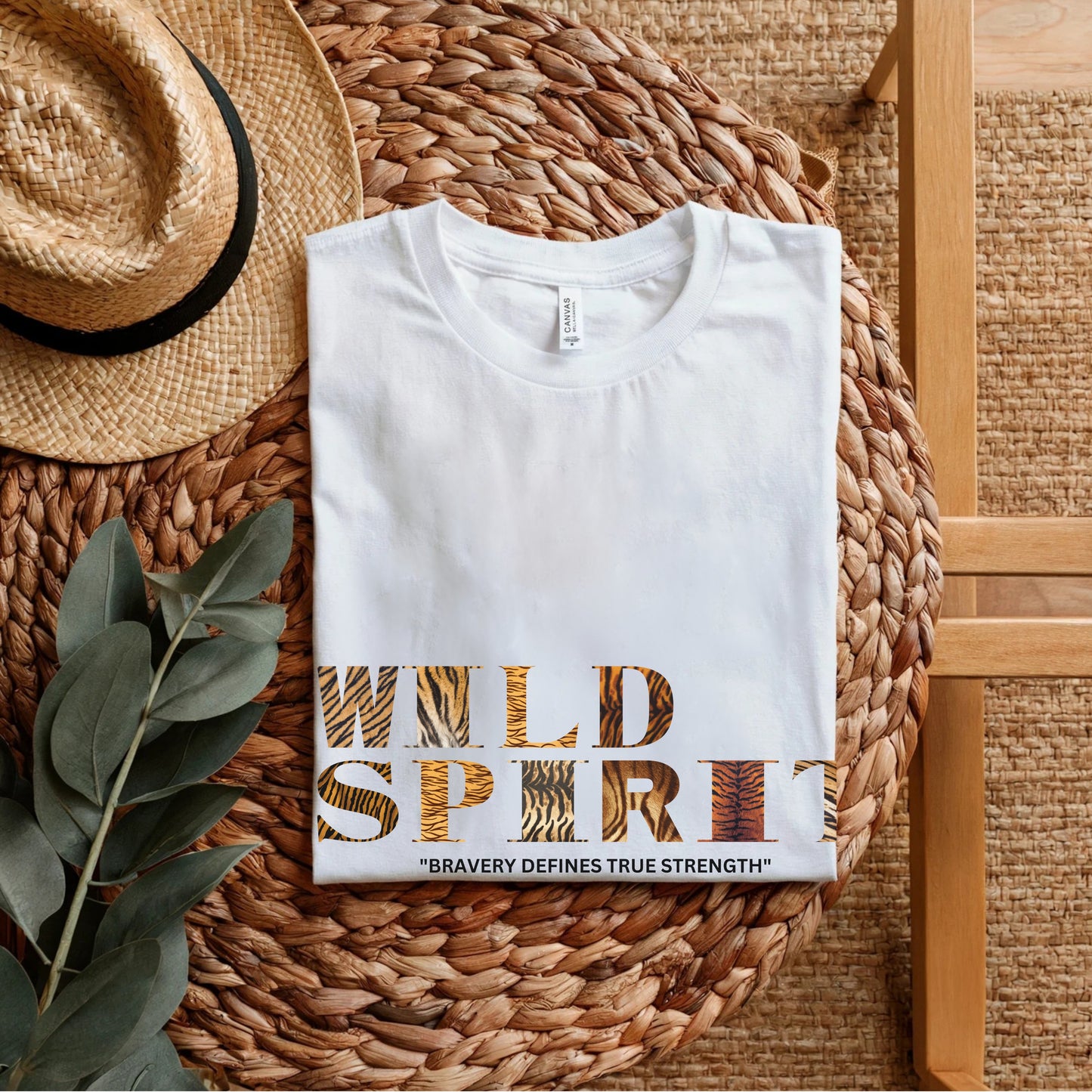 Wild Spirit Bravery Defines True Strength - Tiger Stripe Motivational Artwork