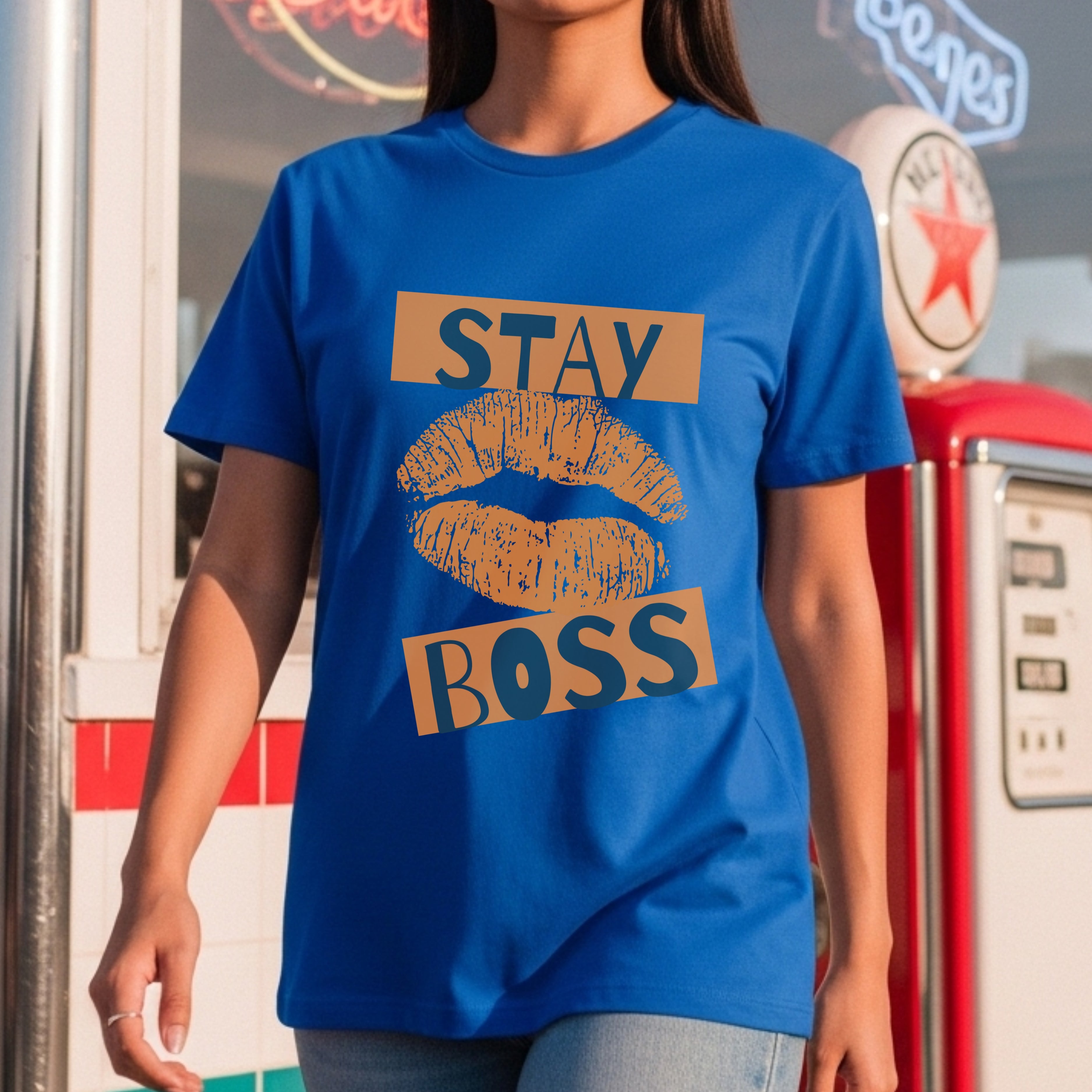 Stay Boss - Bold Lips Print Typography Confidence Authority Statement Artwork