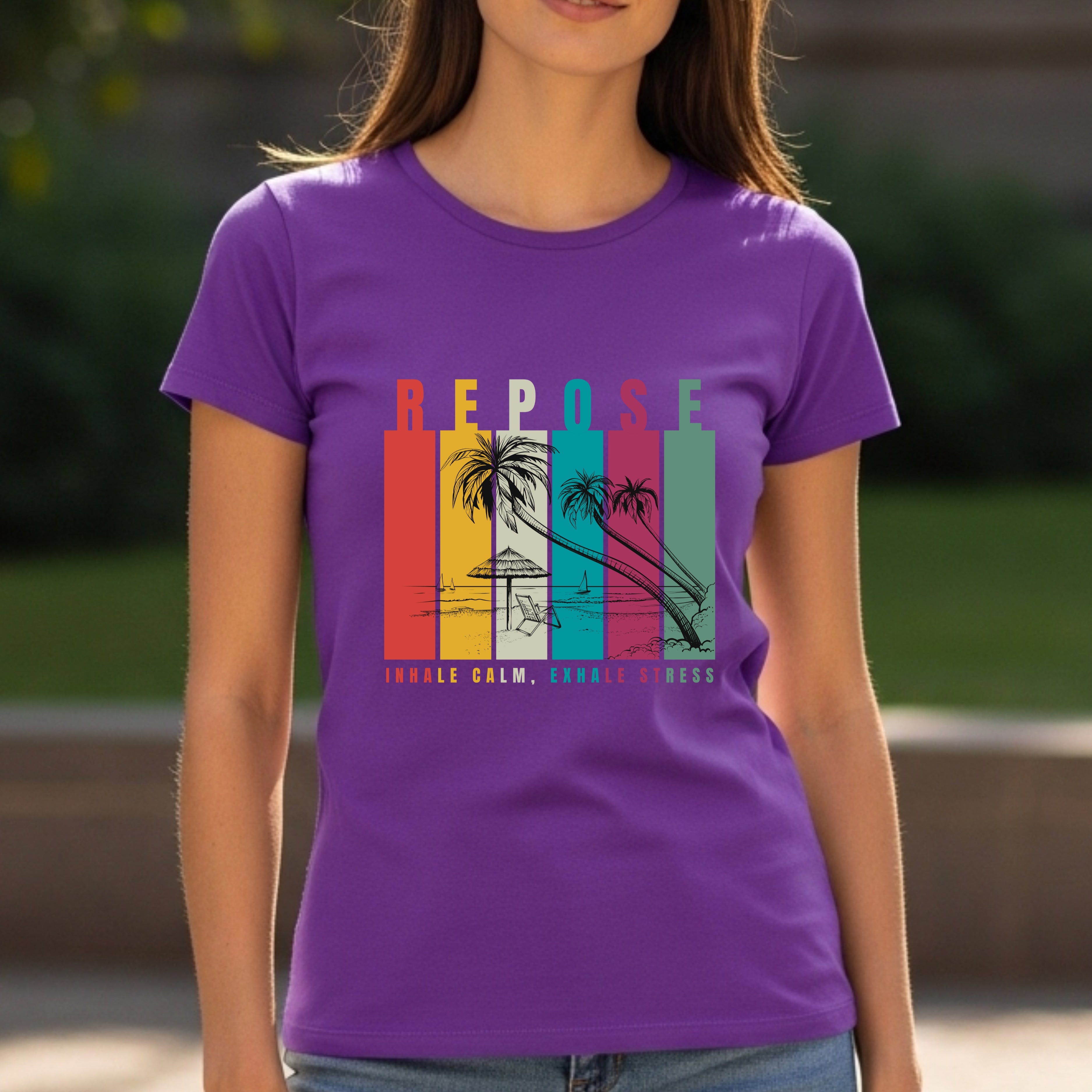 Repose - Retro Beach Mindfulness Breathwork Relaxation Wellness Statement Artwork