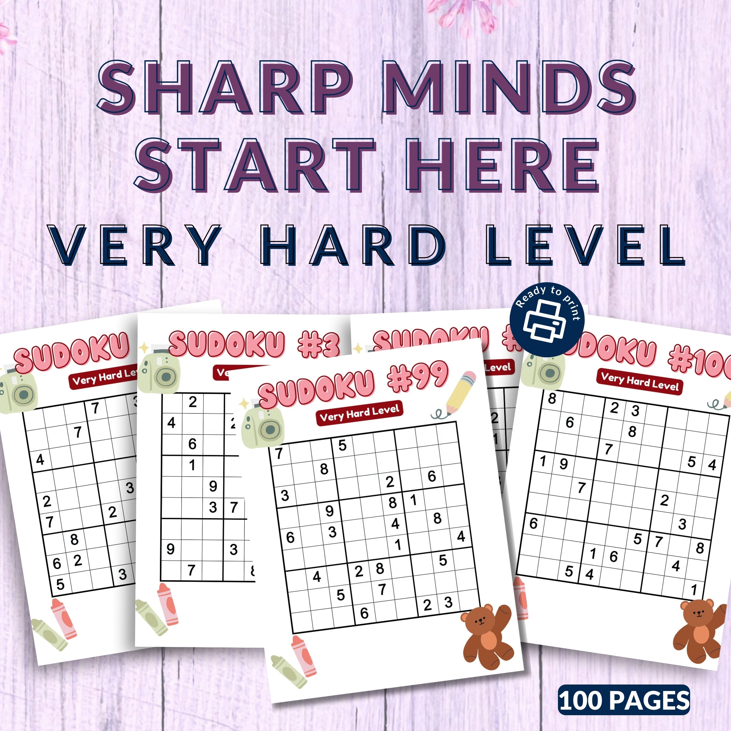 400 Sudoku Fun Activity Sheets For Kids - 4 Levels