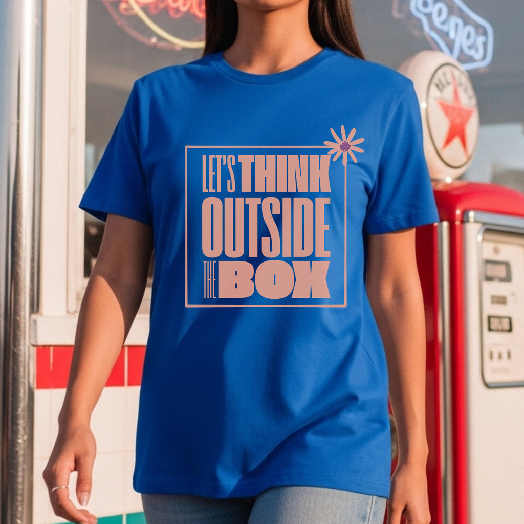 Let's Think Outside The Box - Bold Typography Daisy Flower Creative Mindset Statement Artwork