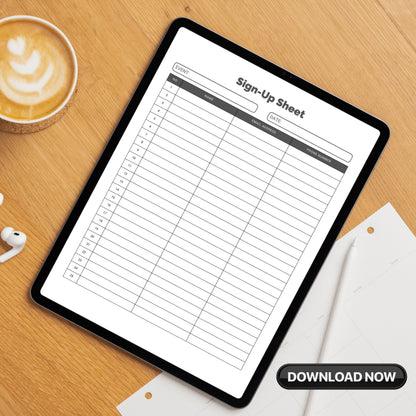 Contacts' Sign Up Sheet