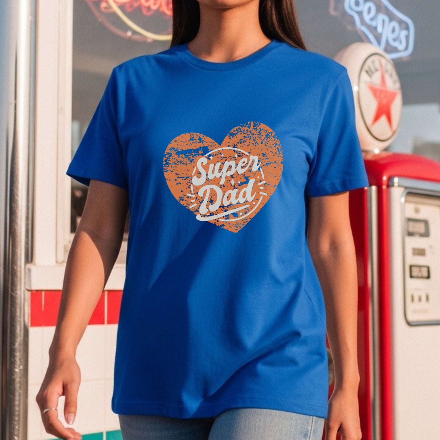 Super Dad - Distressed Red Heart Vintage Father's Day Love Appreciation Design