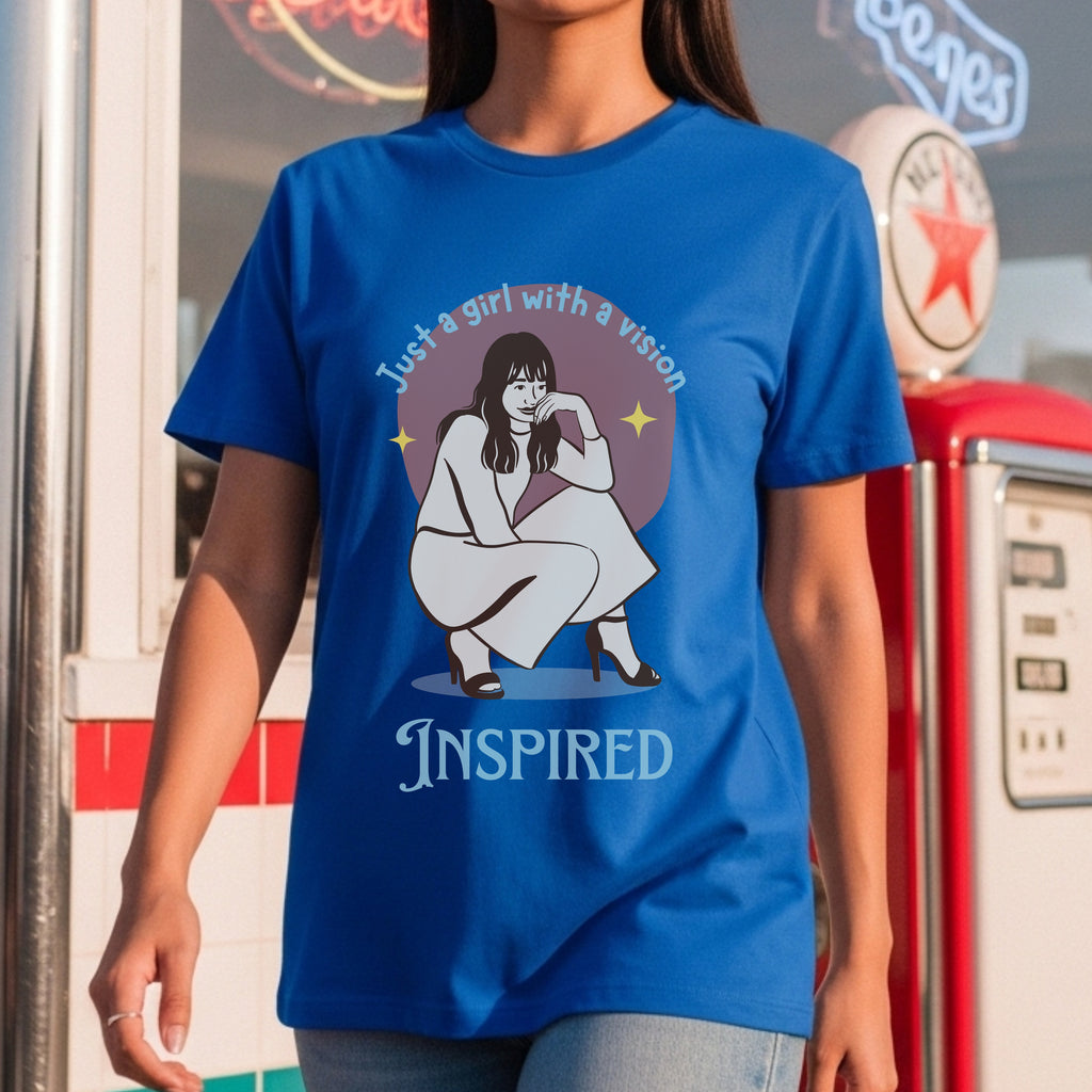 Just A Girl With A Vision Inspired - Yellow Circle Illustration Dreamer Statement Artwork