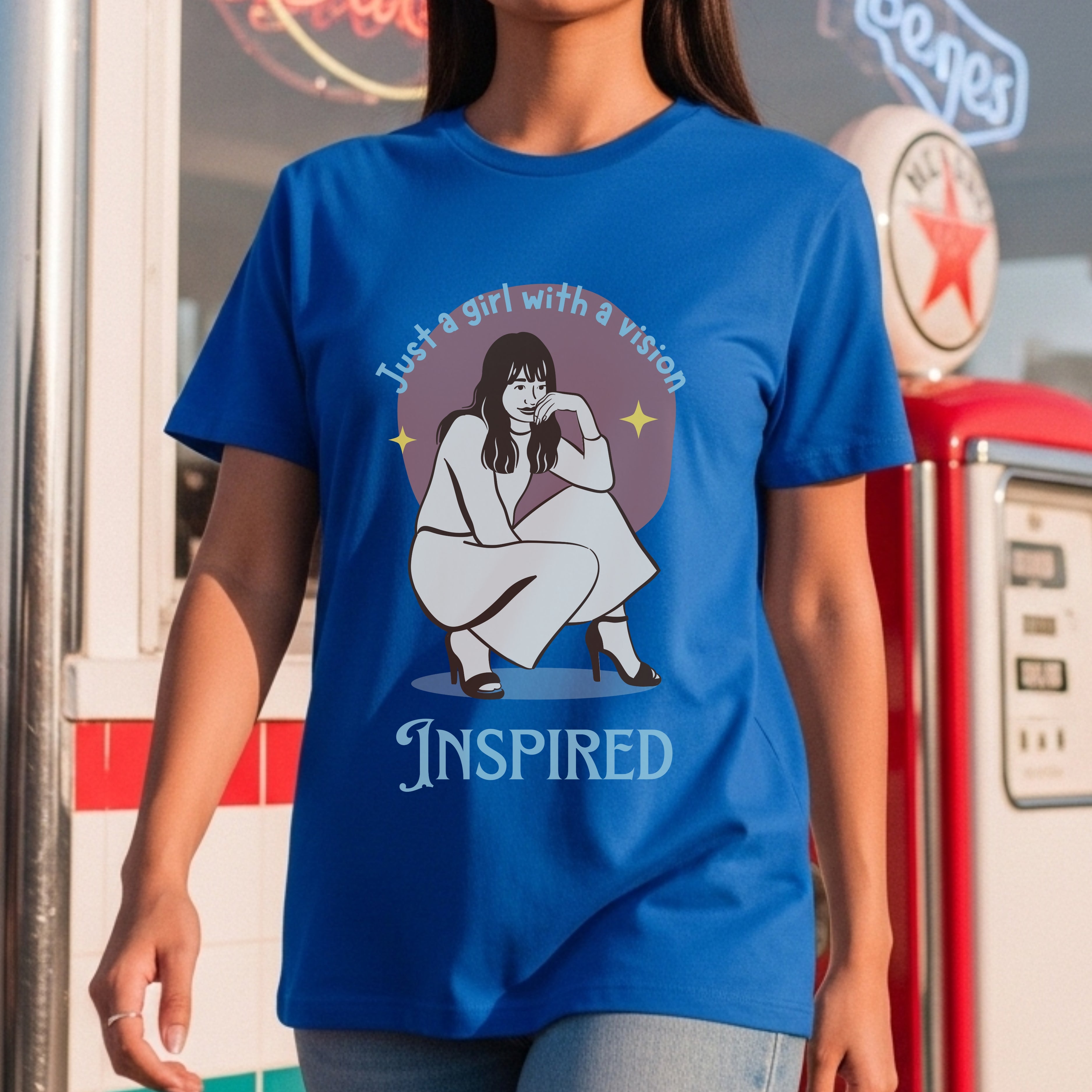 Just A Girl With A Vision Inspired - Yellow Circle Illustration Dreamer Statement Artwork