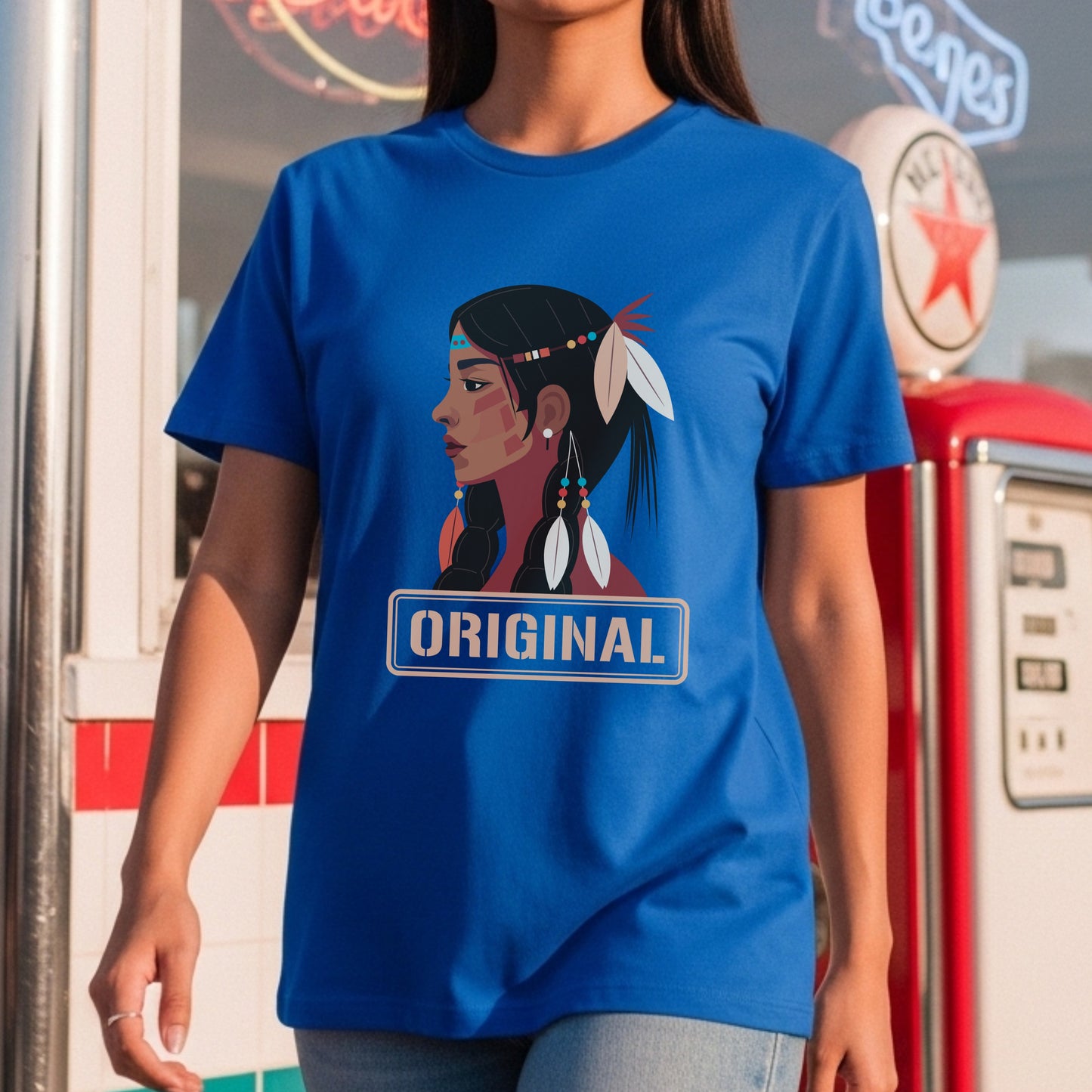 Original - Indigenous Woman Profile Native Heritage Cultural Pride Illustration