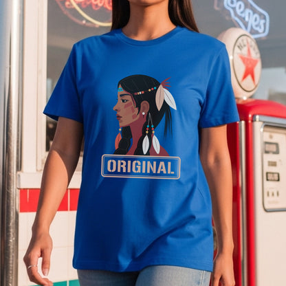 Original - Indigenous Woman Profile Native Heritage Cultural Pride Illustration