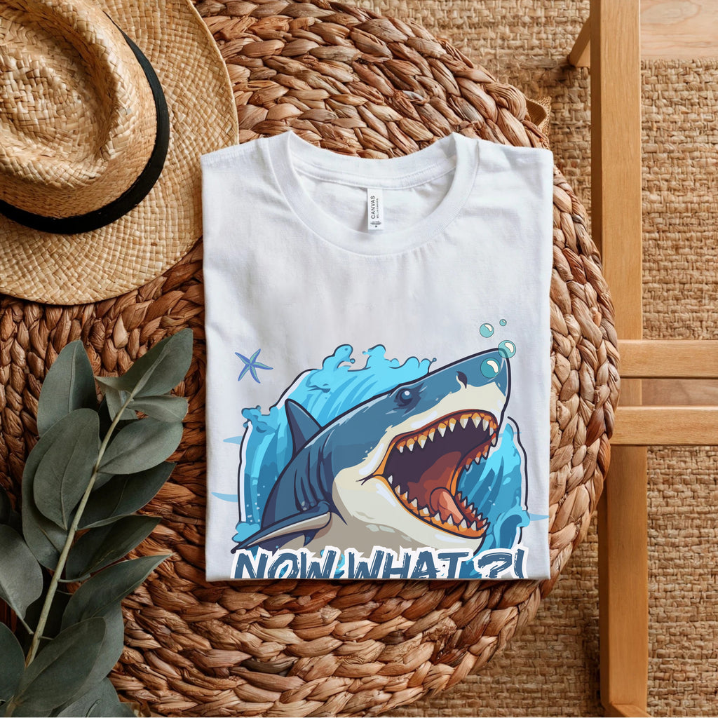 Now What Shark - Funny Ocean Adventure Statement Artwork