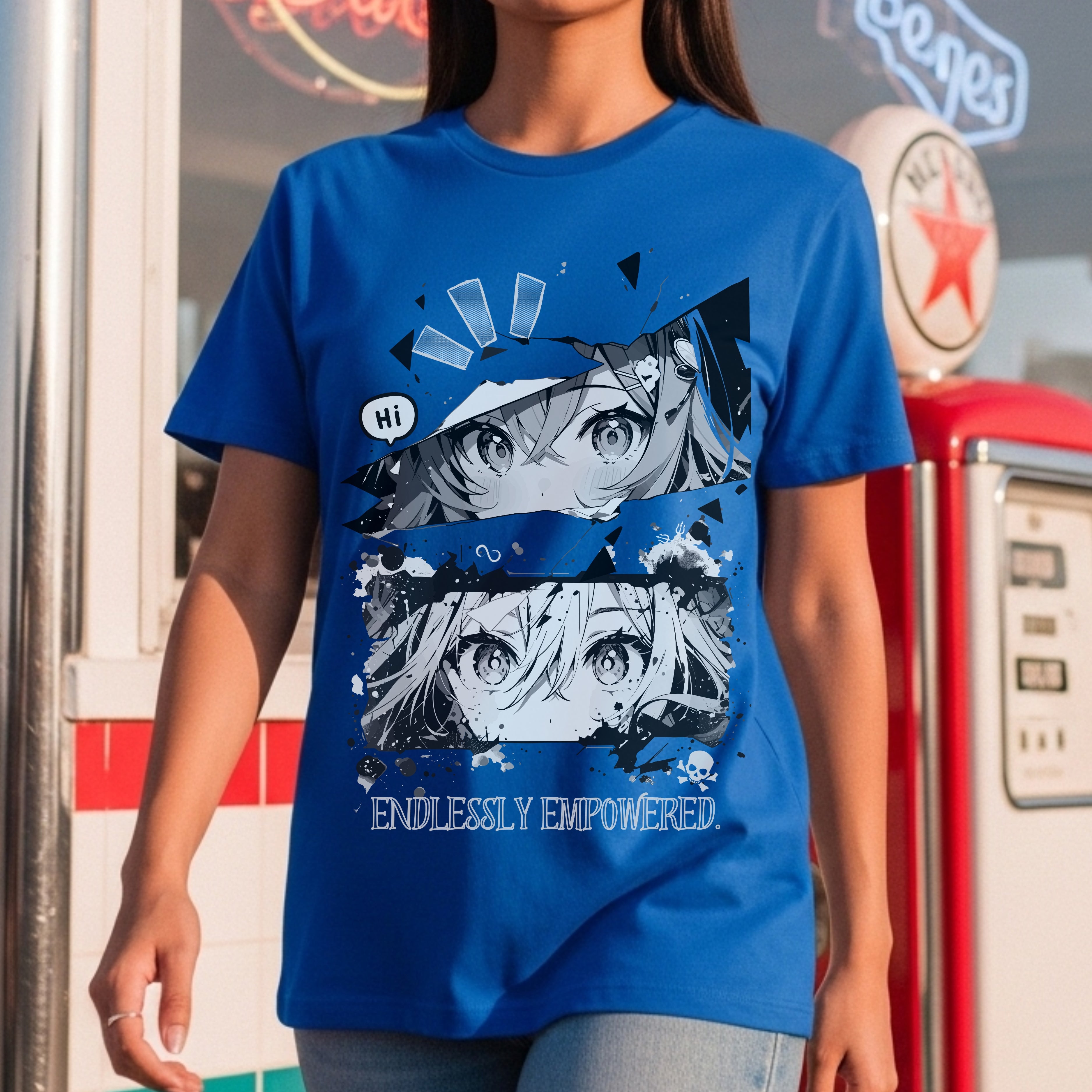 Endlessly Empowered - Anime Girl Duo Splatter Art Manga Strength Statement Artwork