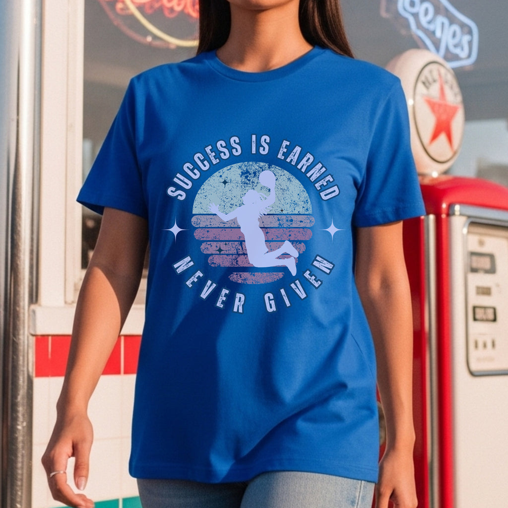 Success Is Earned Never Given - Basketball Retro Sports Motivation Statement Artwork