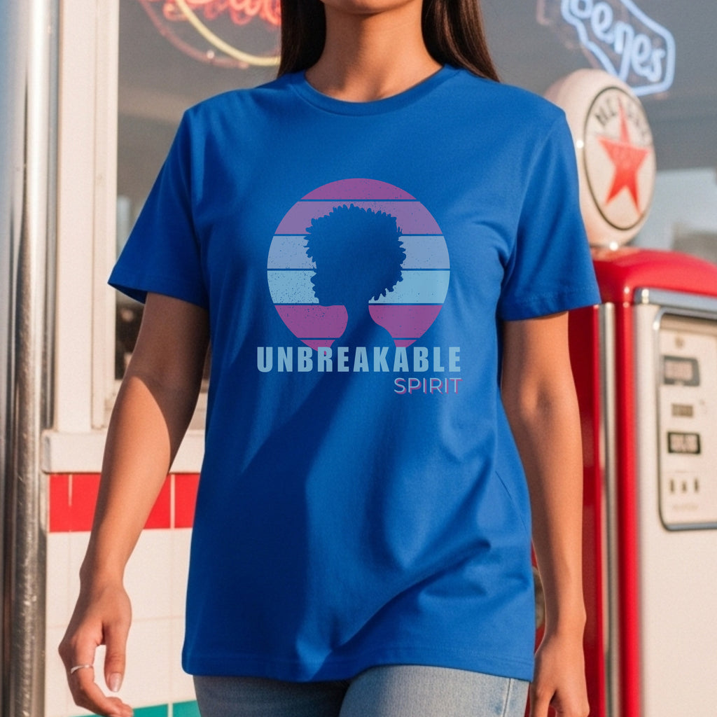 Unbreakable Spirit - Afro Silhouette Retro Sunset Circle Natural Hair Empowerment Artwork