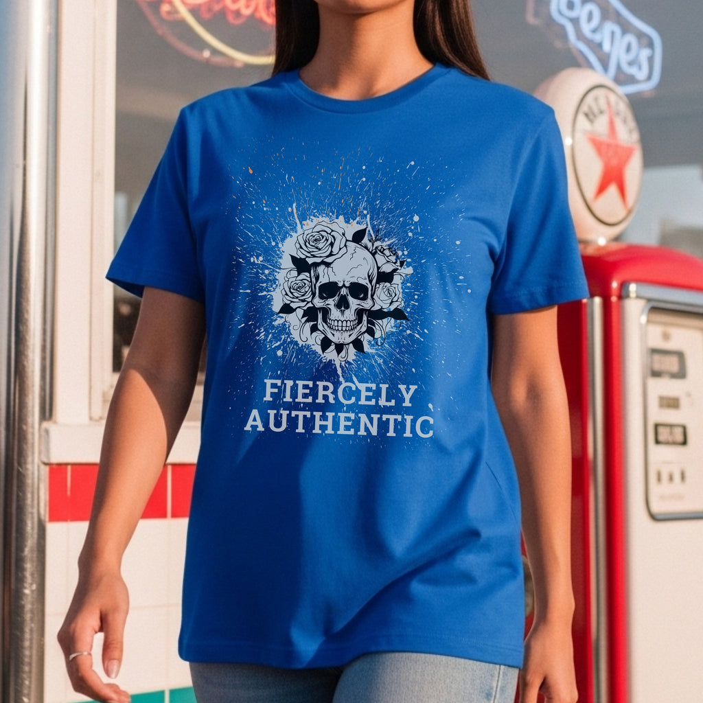 Fiercely Authentic - Skull with Roses Splatter Art Dark Feminine Truth Statement Artwork