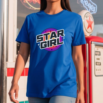 Star Girl - Retro Purple Pink Gradient Cosmic Universe Dreamer Statement Artwork