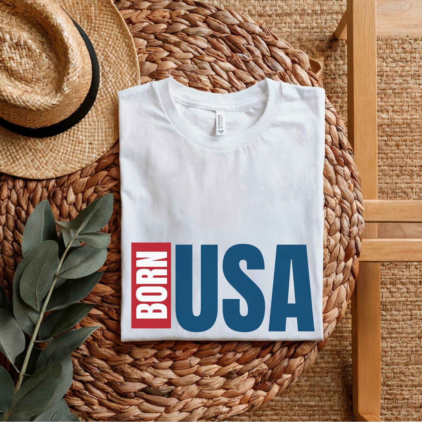 Born USA - Patriotic Minimalist Statement Gym & Fitness Artwork