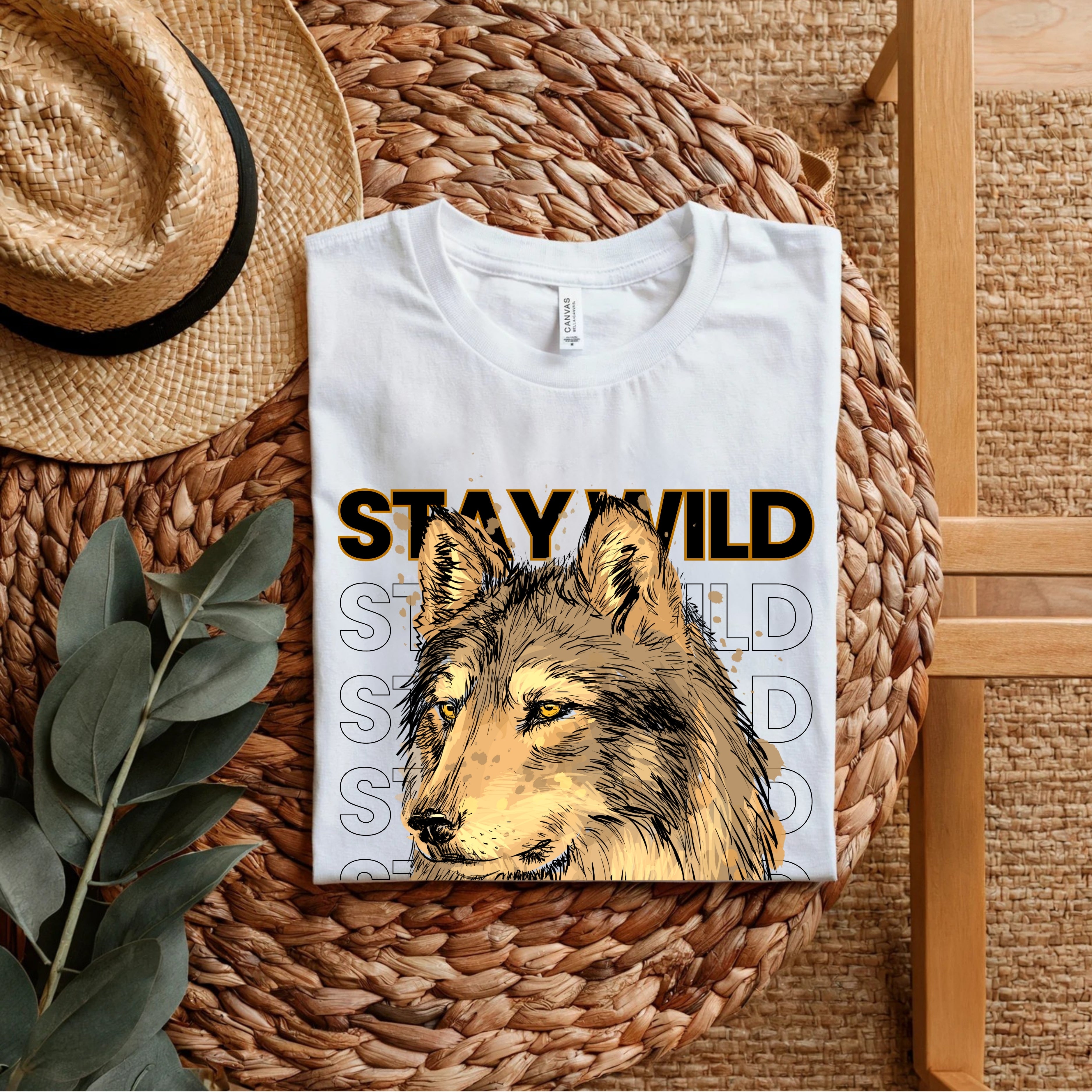 Stay Wild Stay Free - Wolf Nature Freedom Statement Artwork