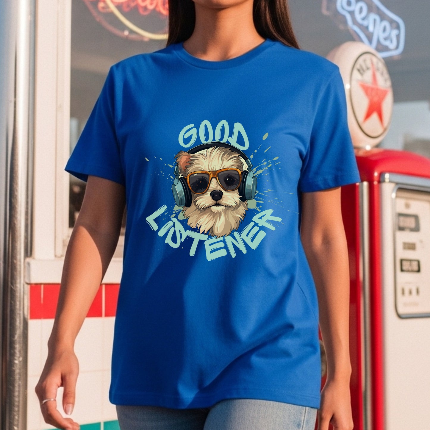 Good Listener - Cool Dog Headphones Music Humor Statement Artwork