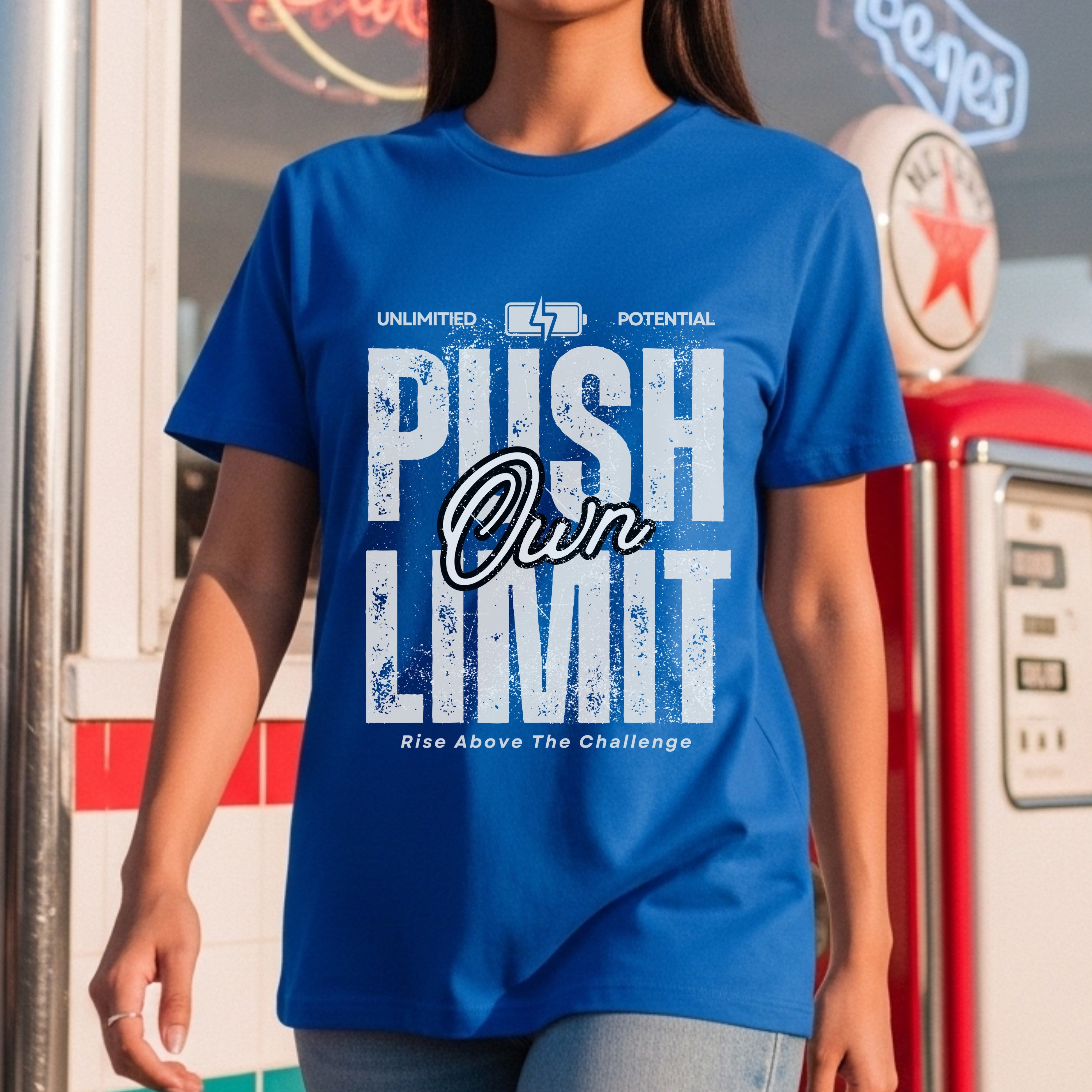 Push Own Limit - Urban Grunge Motivational Self-Challenge Empowerment Statement Artwork