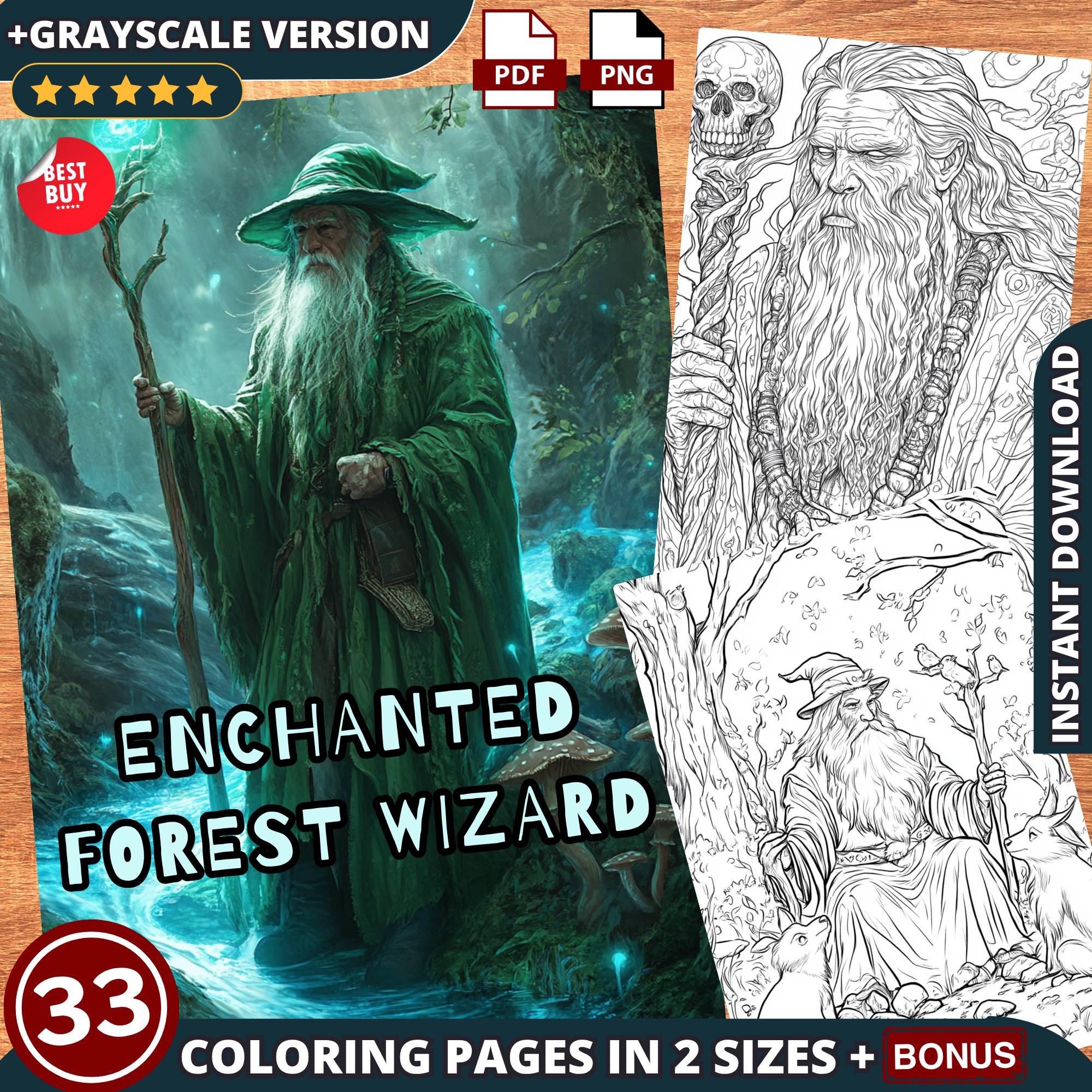 Enchanted Forest Wizards Coloring Pages