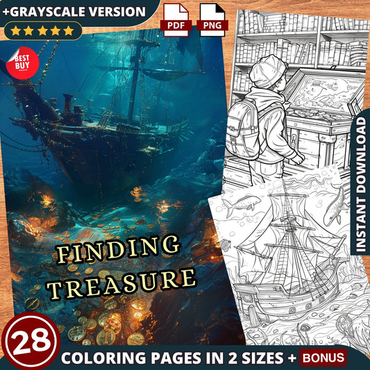Coloriages à la recherche de trésors