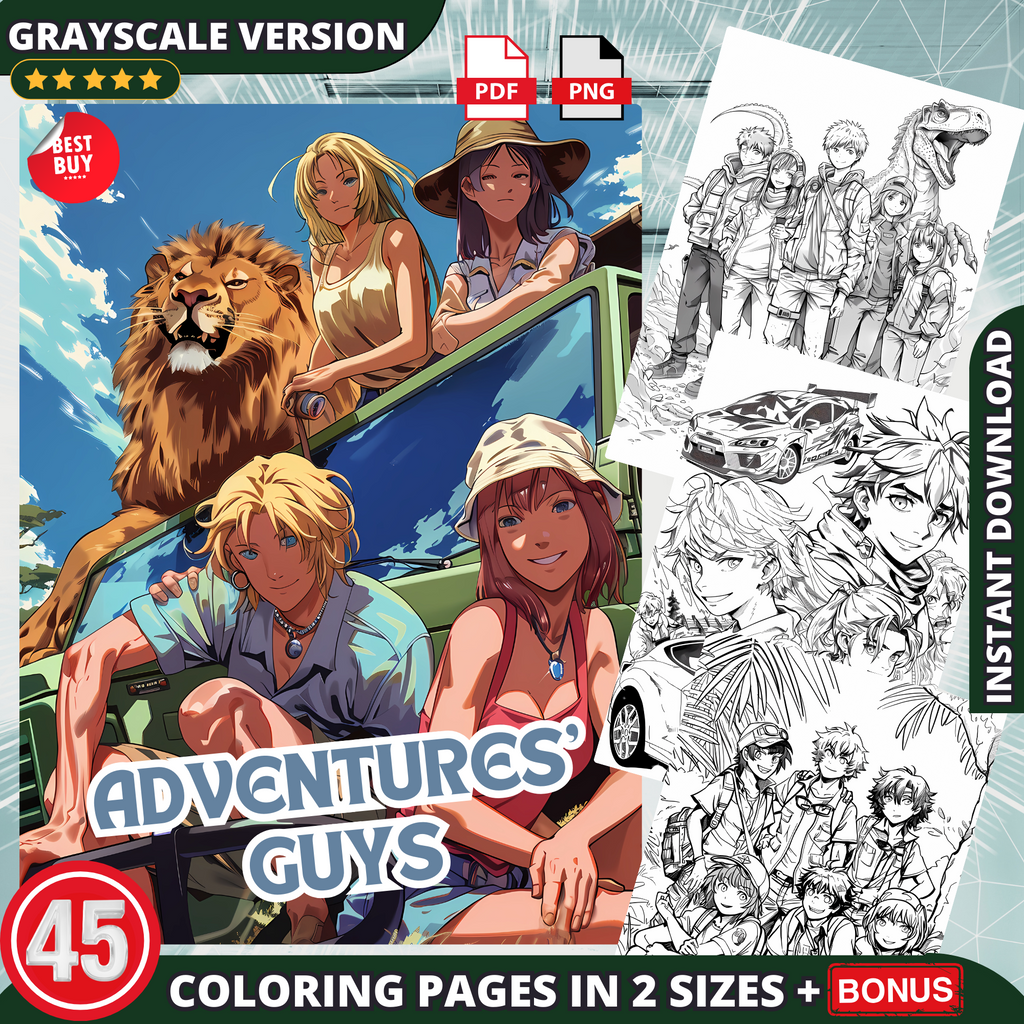 Anime Adventures' Guys Coloring Pages