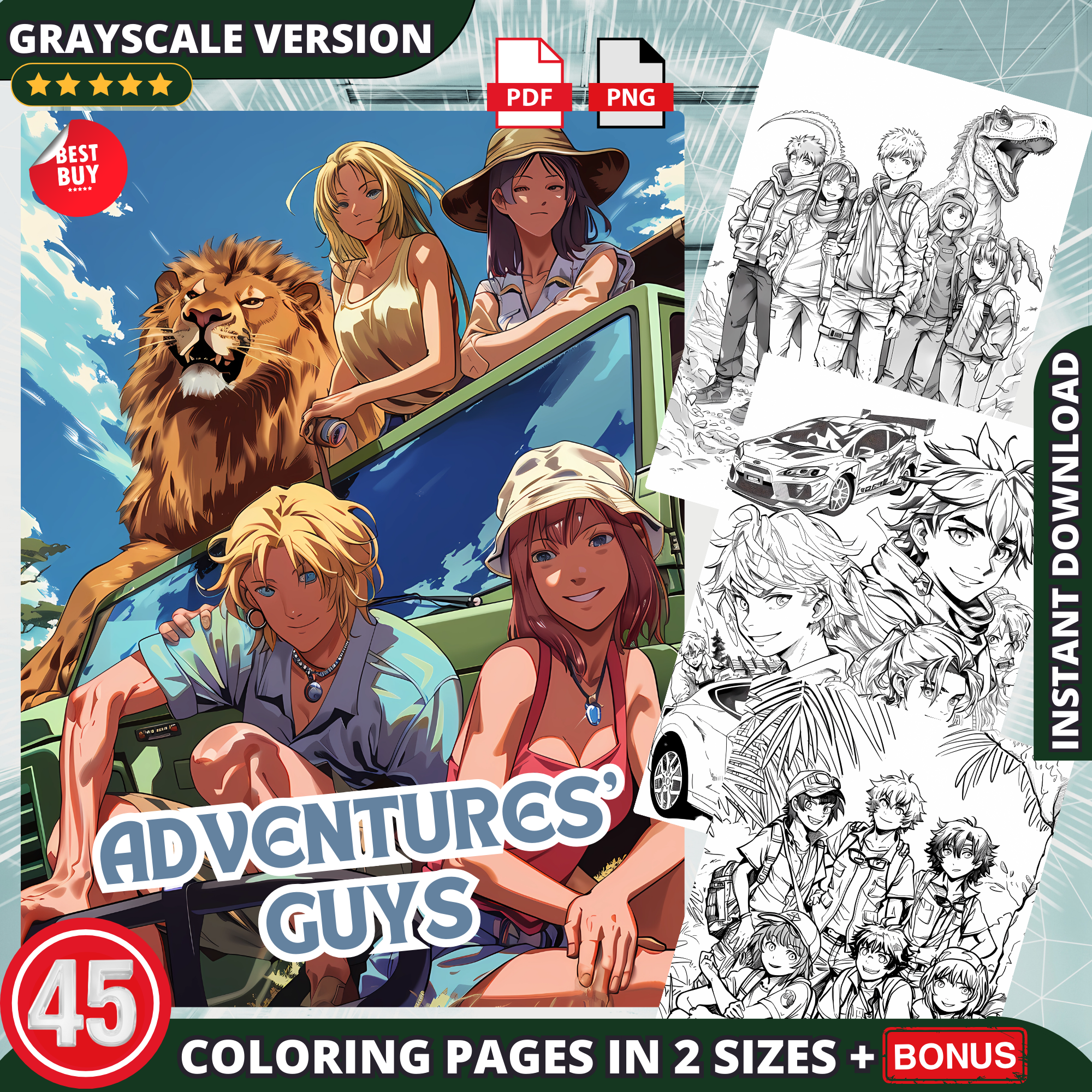 Anime Adventures' Guys Coloring Pages