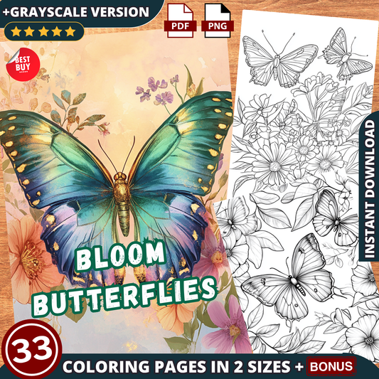 Coloriages de papillons en fleurs